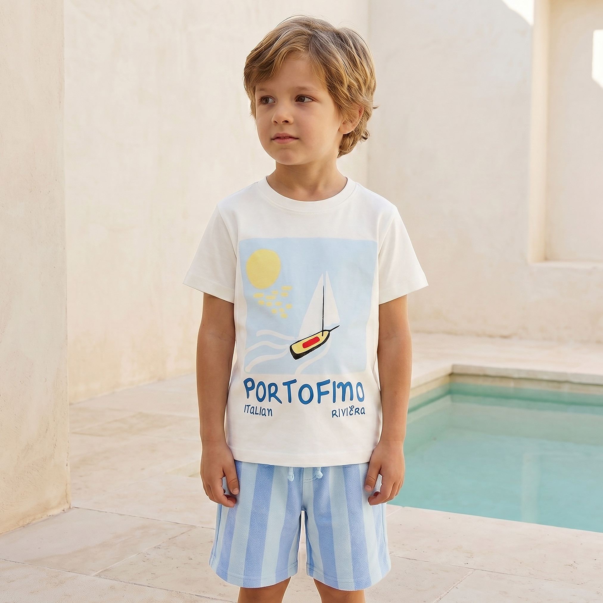 Set of 3 Juniors Crew Neck Short Sleeve T-shirt and Shorts Set with Nautical Print-boys-clothing-setsandcoords-image-3