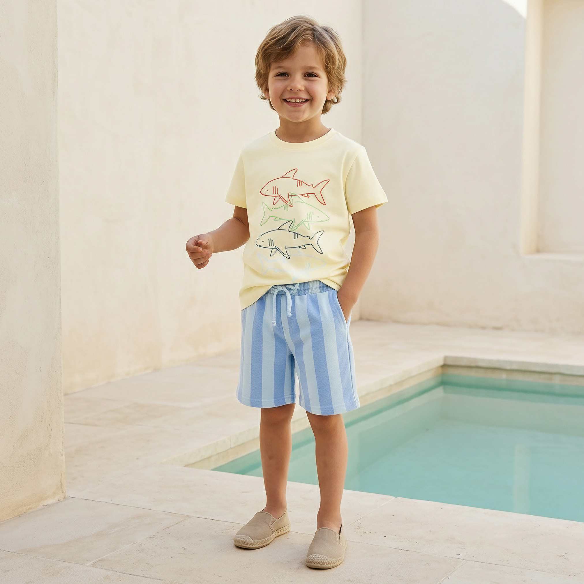 Set of 3 Juniors Crew Neck Short Sleeve T-shirt and Shorts Set with Nautical Print-boys-clothing-setsandcoords-image-8