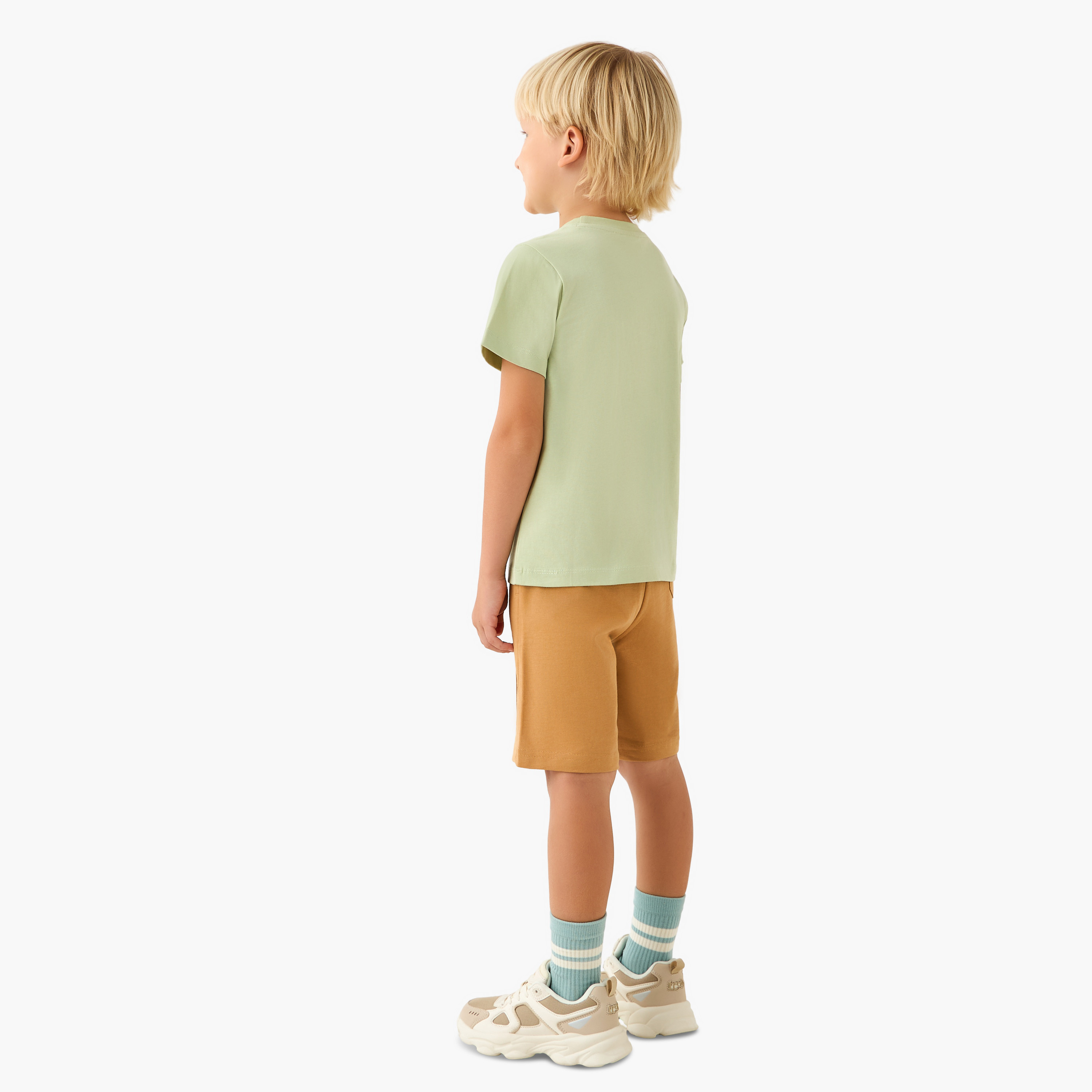 Juniors Crew Neck Short Sleeve T-shirt and Shorts Set with Worm Print-baby-boys-clothing-setsandcoords-image-4