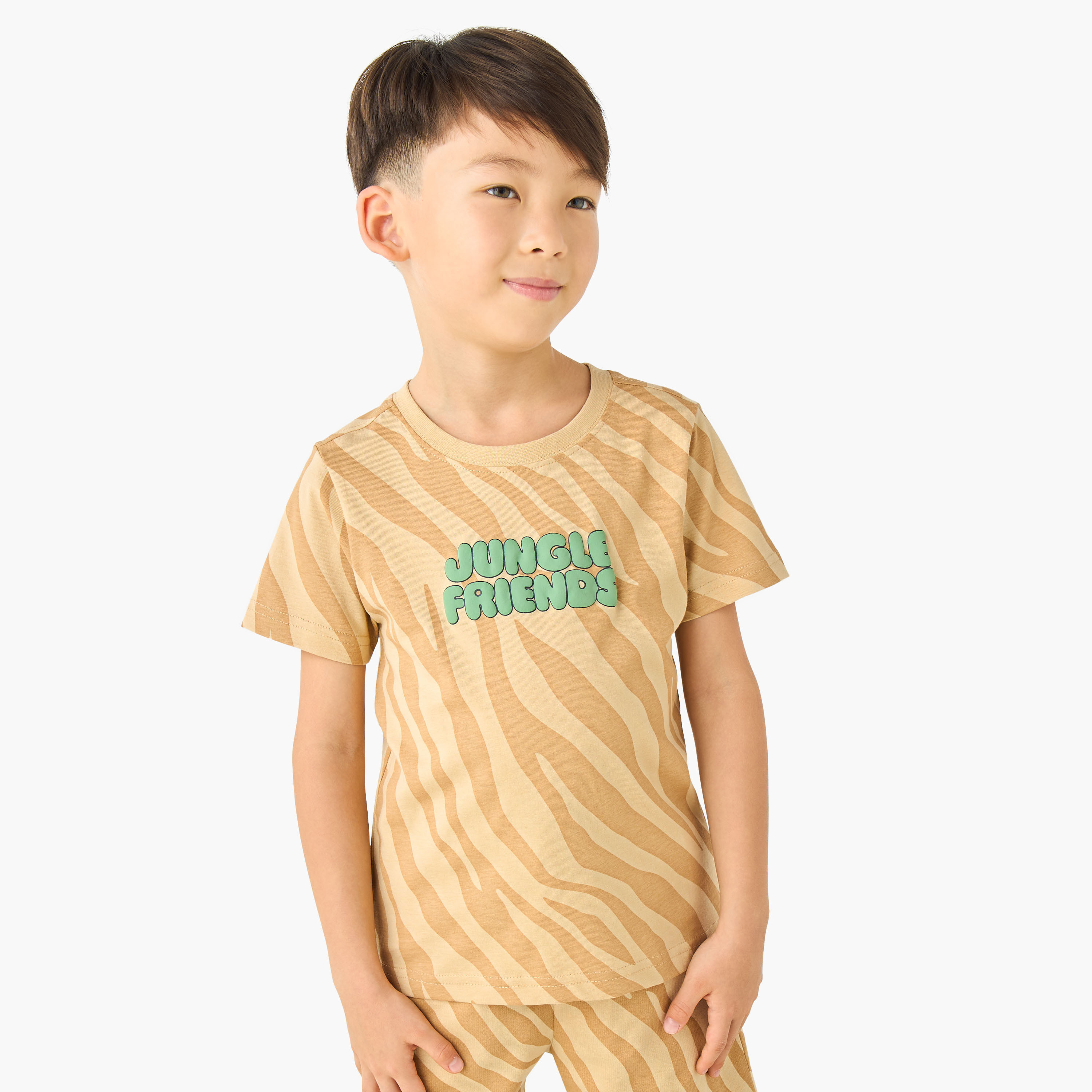 Set of 3 Juniors Crew Neck Short Sleeves T-shirt and Shorts Set with Print-boys-clothing-setsandcoords-image-3