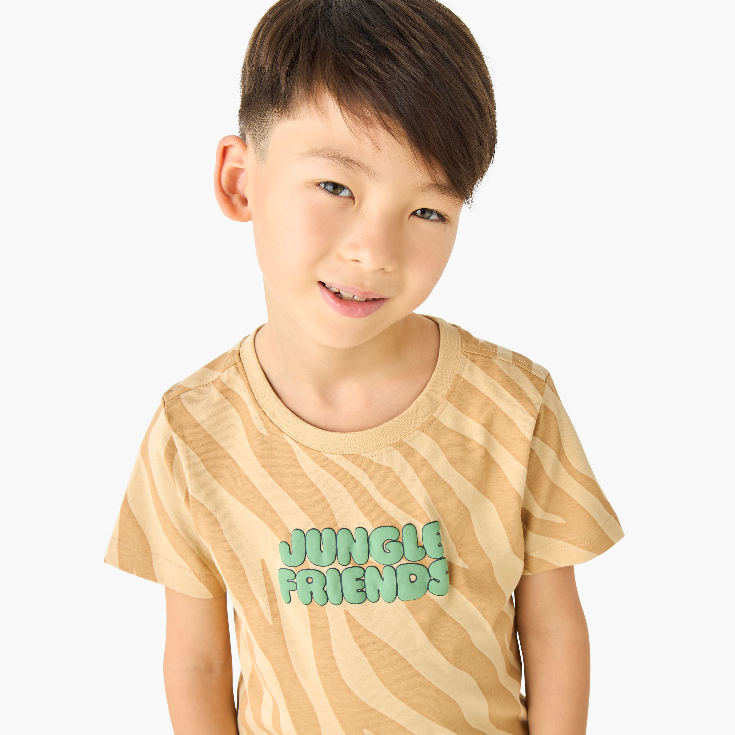 Set of 3 Juniors Crew Neck Short Sleeves T-shirt and Shorts Set with Print-boys-clothing-setsandcoords-image-6