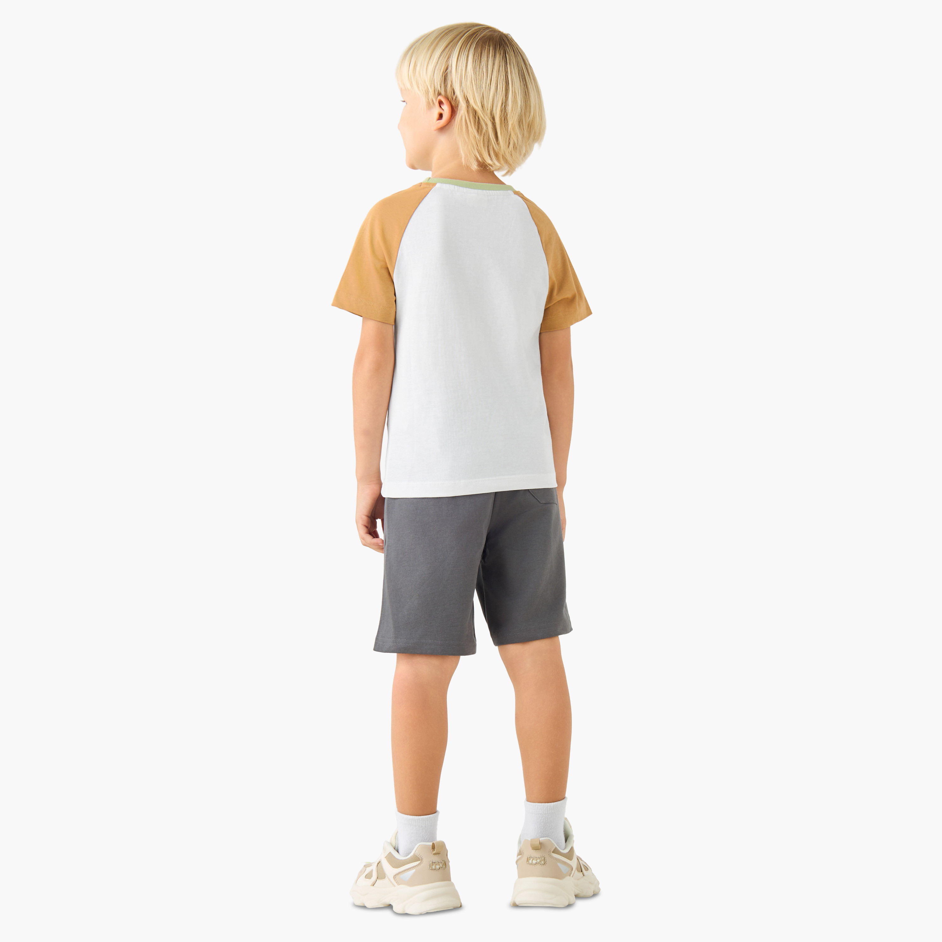 Juniors Crew Neck Short Sleeve T-shirt and Shorts Set with Drawstring Closure-baby-boys-clothing-setsandcoords-image-5