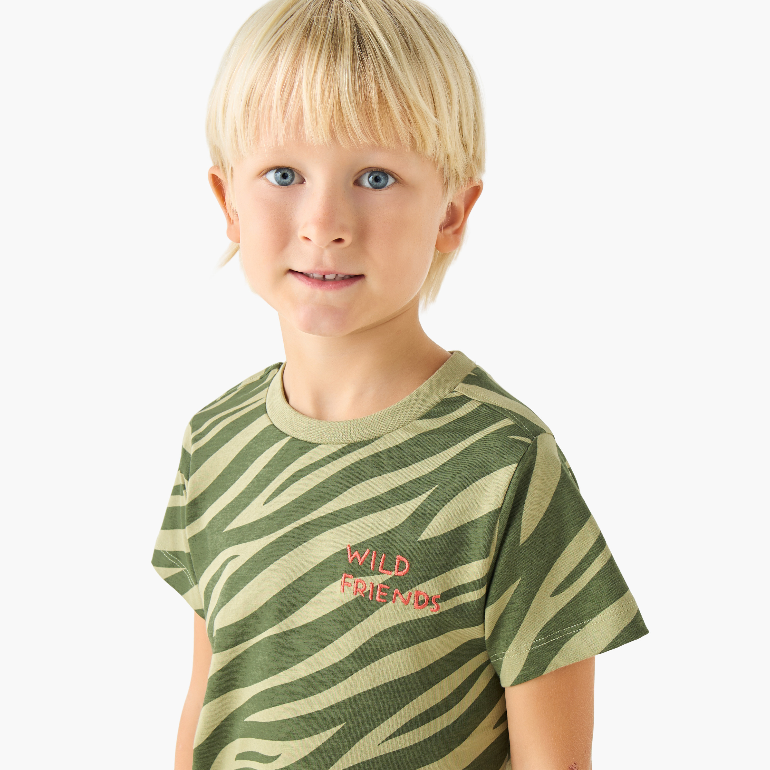 Set of 3 Juniors Crew Neck Short Sleeves T-shirt and Shorts Set with Print-boys-clothing-setsandcoords-image-6