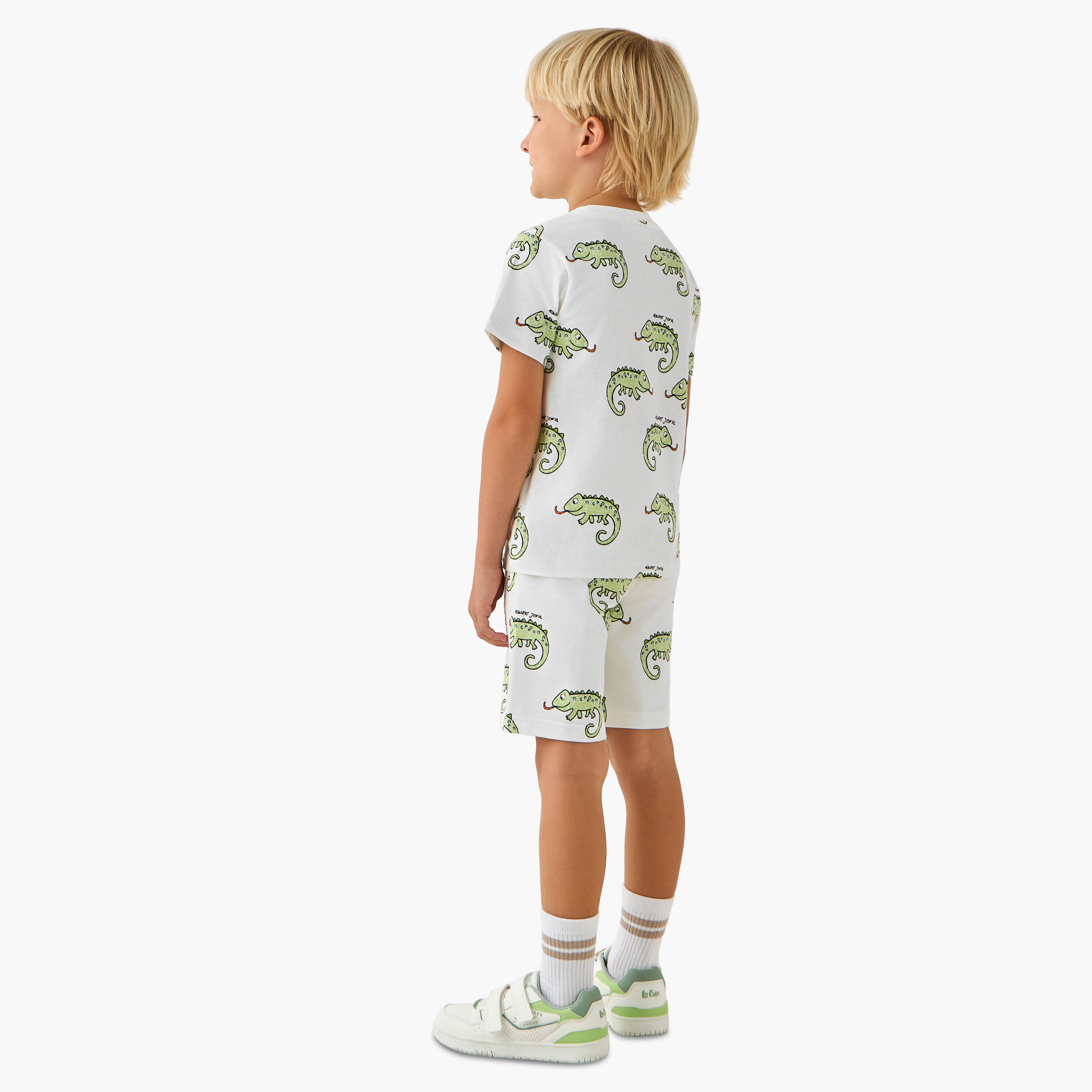 Set of 3 Juniors Crew Neck Short Sleeves T-shirt and Shorts Set with Animal Print-boys-clothing-setsandcoords-image-5