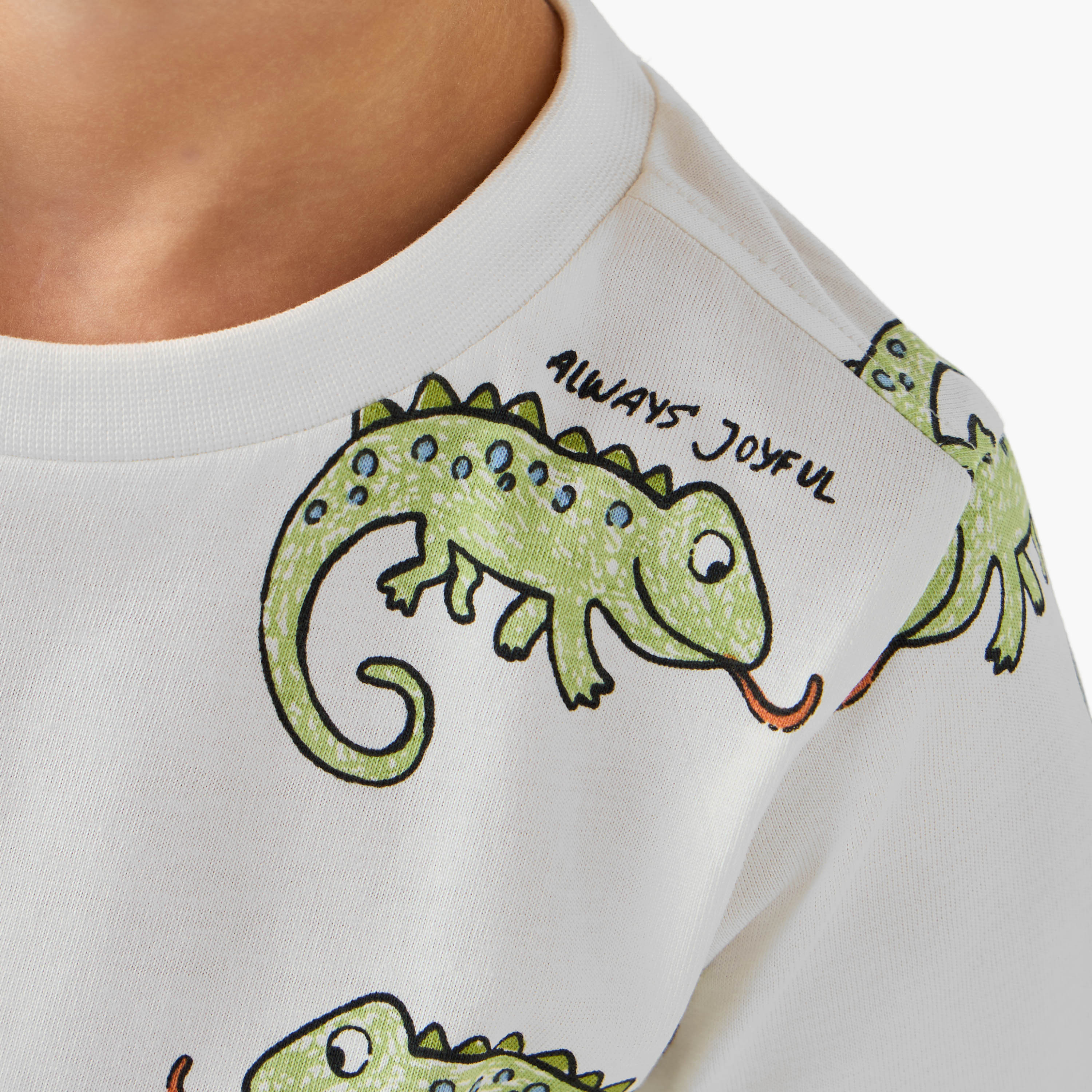Set of 3 Juniors Crew Neck Short Sleeves T-shirt and Shorts Set with Animal Print-boys-clothing-setsandcoords-image-6