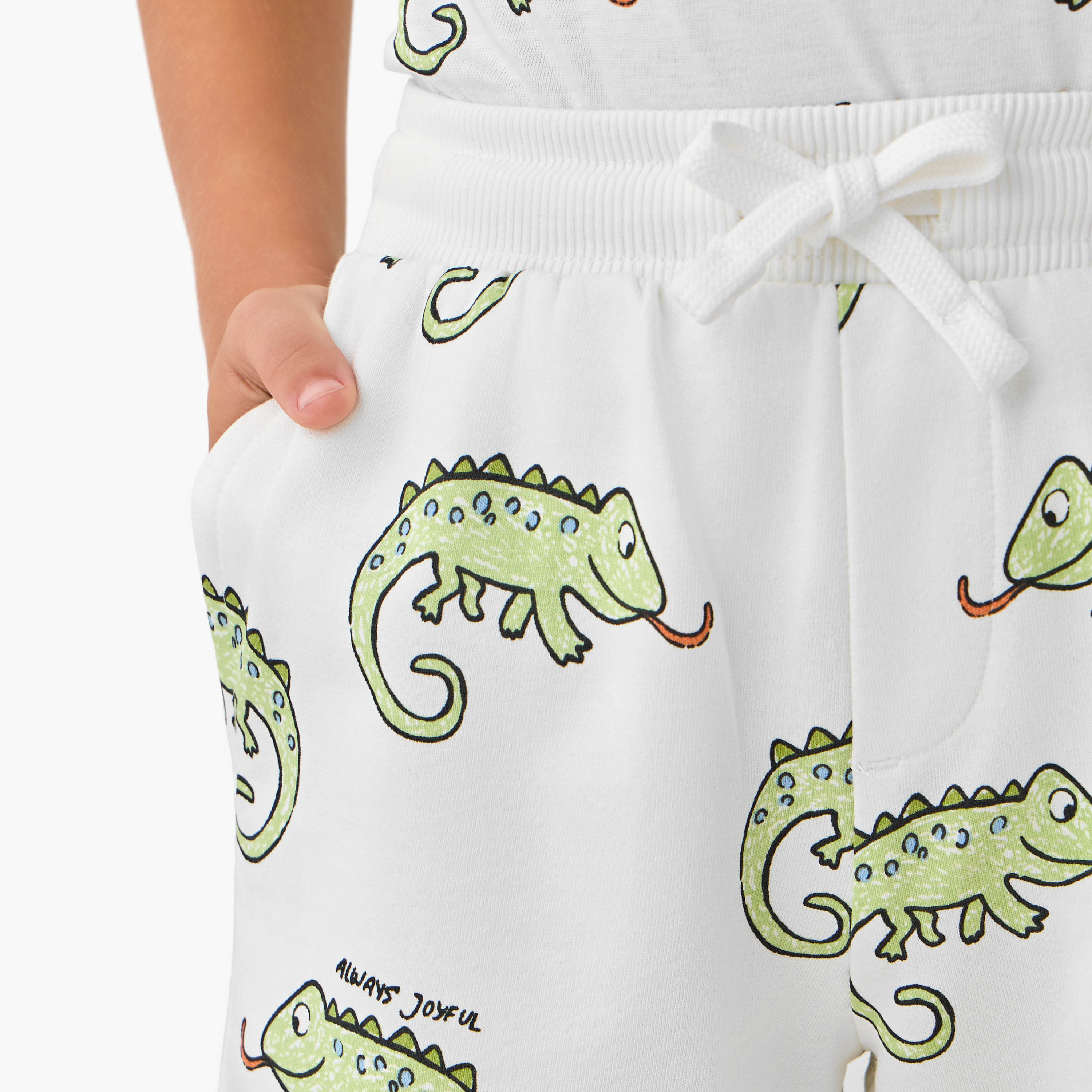 Set of 3 Juniors Crew Neck Short Sleeves T-shirt and Shorts Set with Animal Print-boys-clothing-setsandcoords-image-7