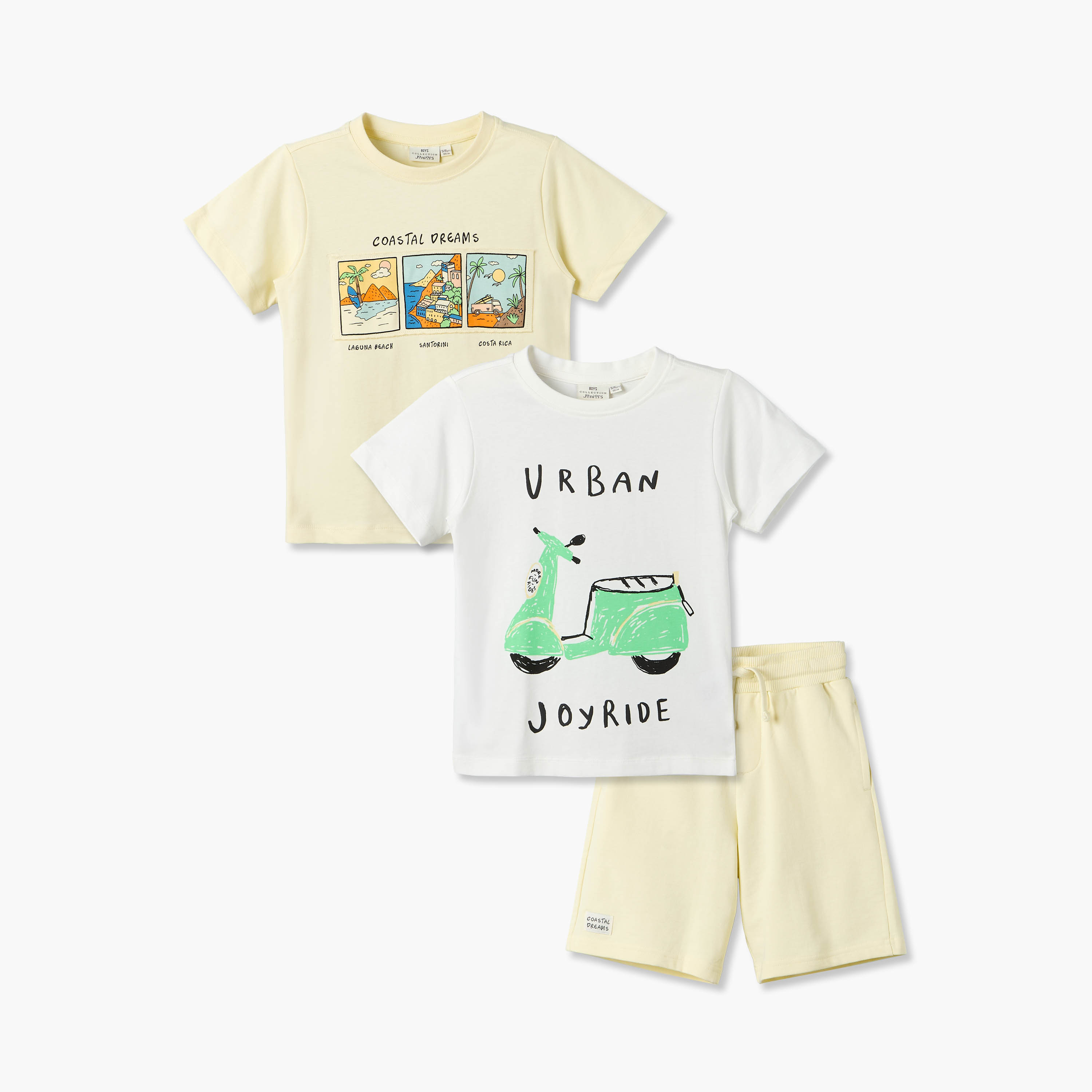 طقم من 3 - طقم تيشيرت بياقة ضيقة وأكمام قصيرة وطبعات متنوعة من جونيورز-boys-clothing-setsandcoords-image-1