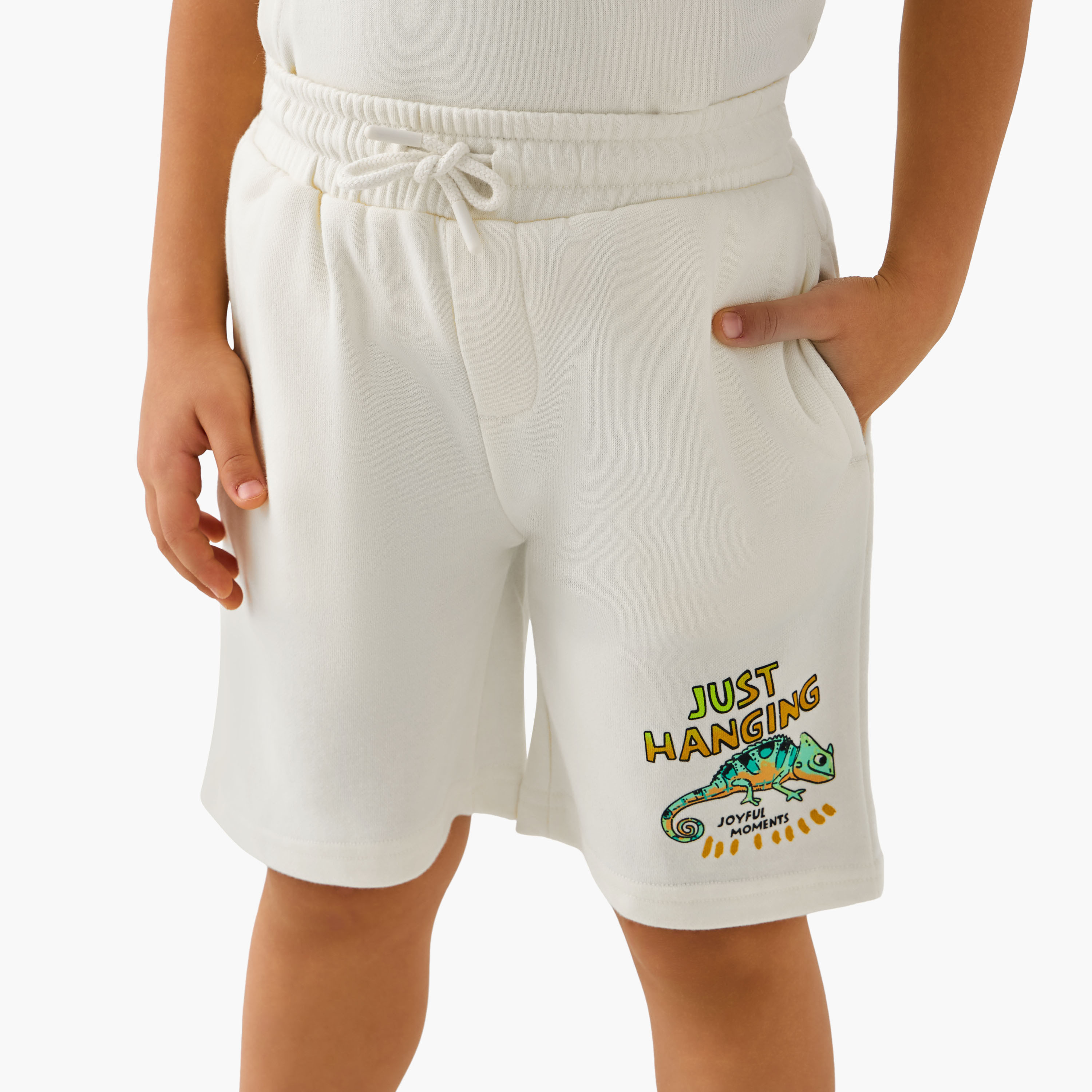 Juniors Collared Neck Short Sleeve Polo T-shirt and Shorts Set with Chameleon Print-boys-clothing-setsandcoords-image-3