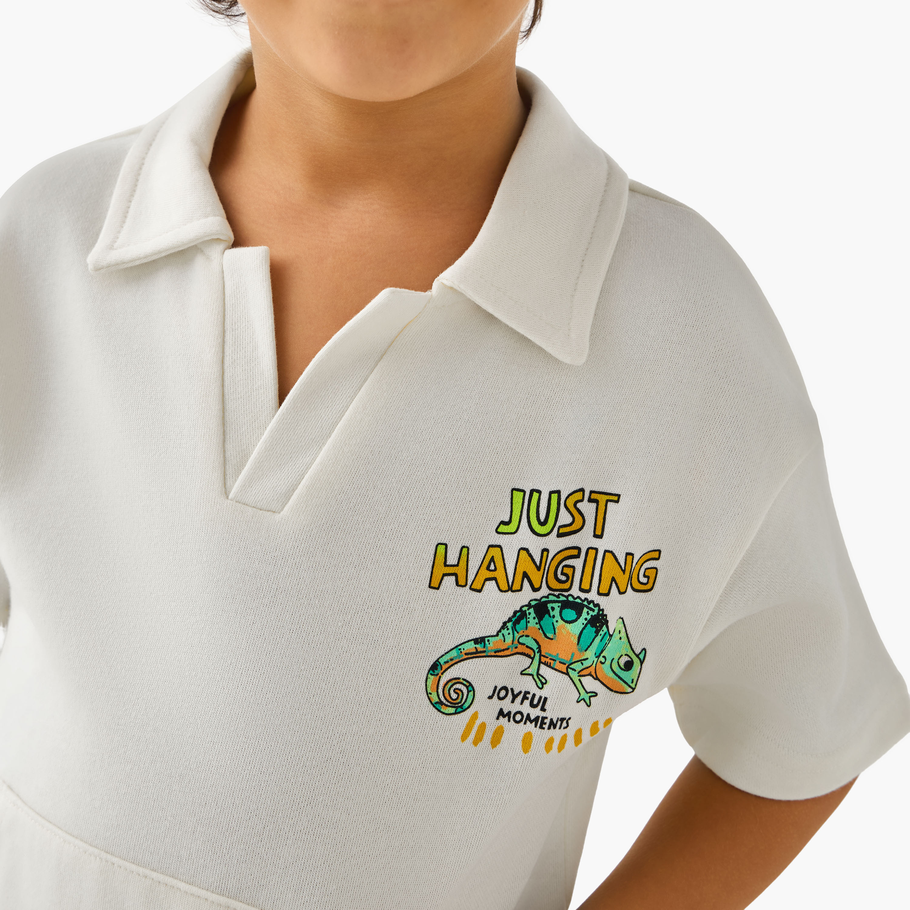 Juniors Collared Neck Short Sleeve Polo T-shirt and Shorts Set with Chameleon Print-boys-clothing-setsandcoords-image-5
