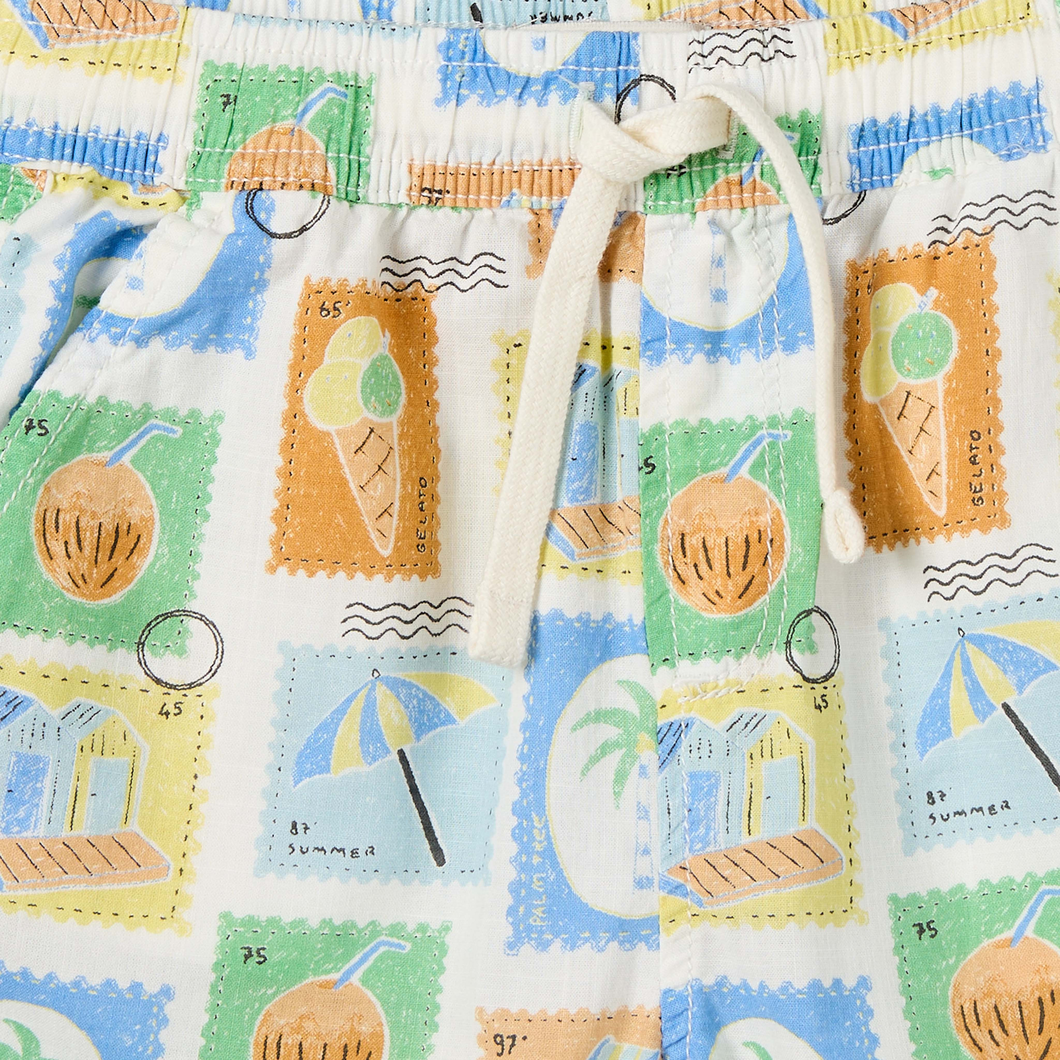Juniors Collared Short Sleeves Shirt and Shorts Set with Tile Print-boys-clothing-setsandcoords-image-6