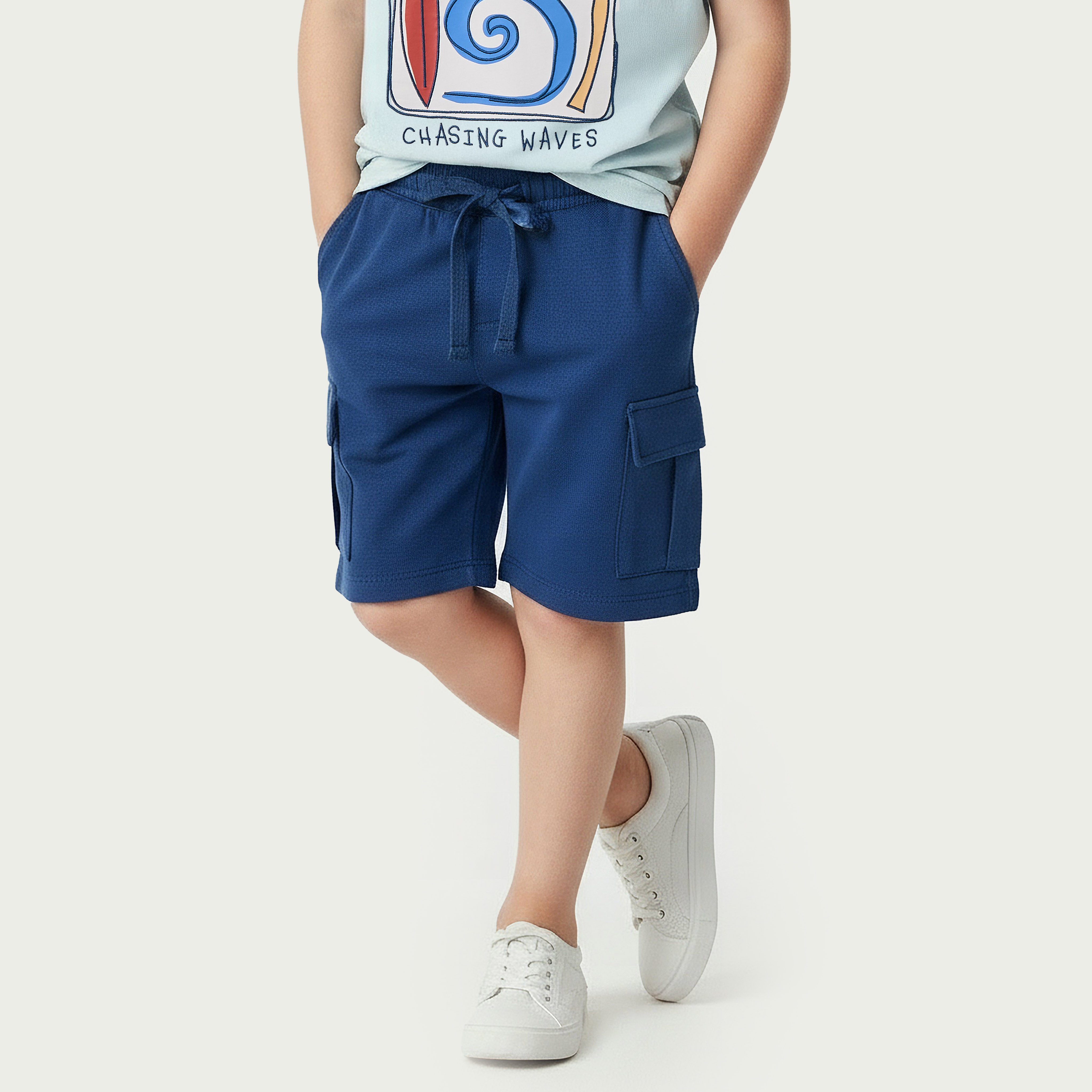 Juniors Crew Neck Short Sleeves T-shirt and Shorts Set with Graphic Print-boys-clothing-setsandcoords-image-3