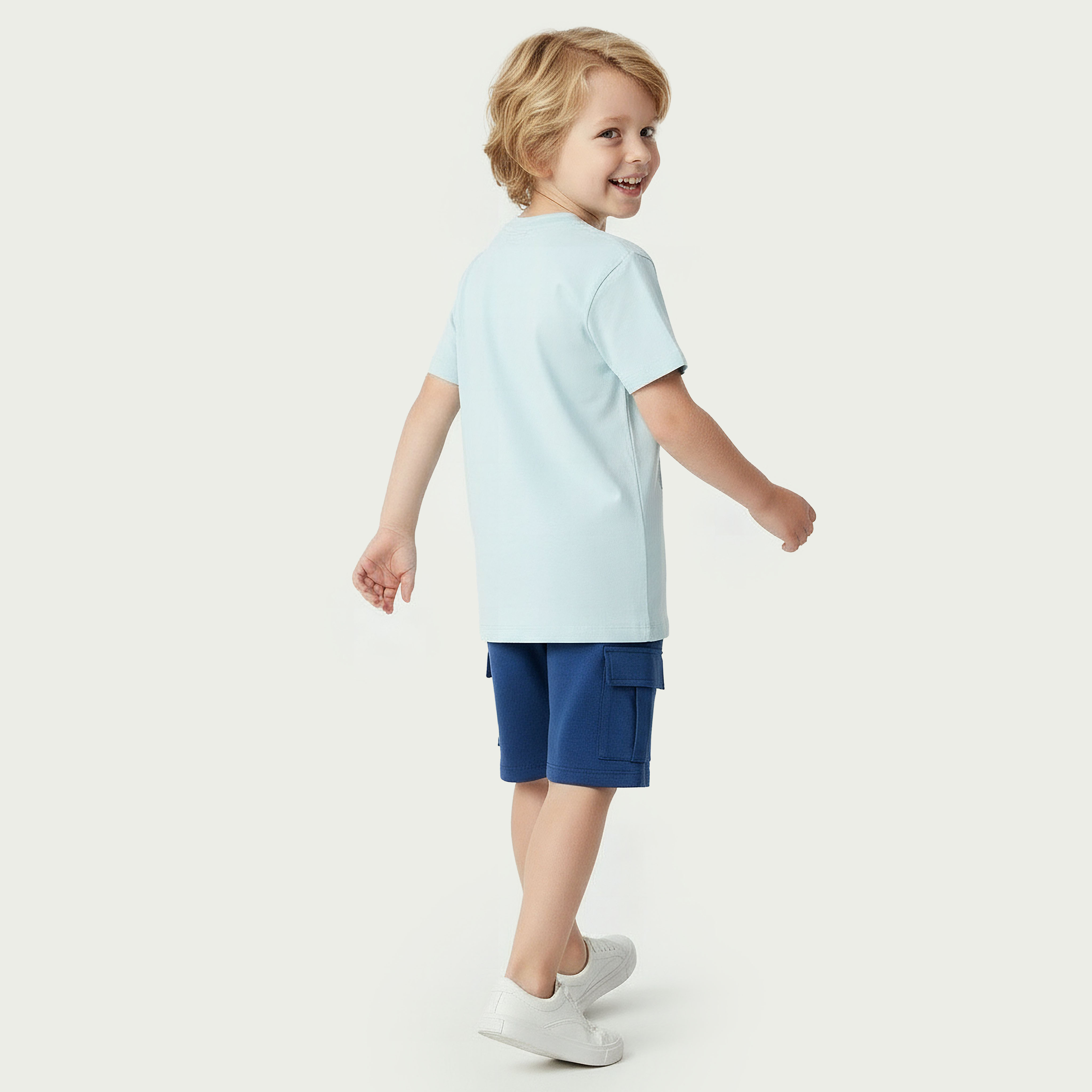Juniors Crew Neck Short Sleeves T-shirt and Shorts Set with Graphic Print-boys-clothing-setsandcoords-image-4