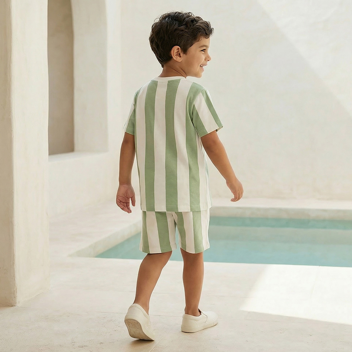 Juniors Crew Neck T-shirt and Shorts Set with Stripes-boys-clothing-setsandcoords-image-3