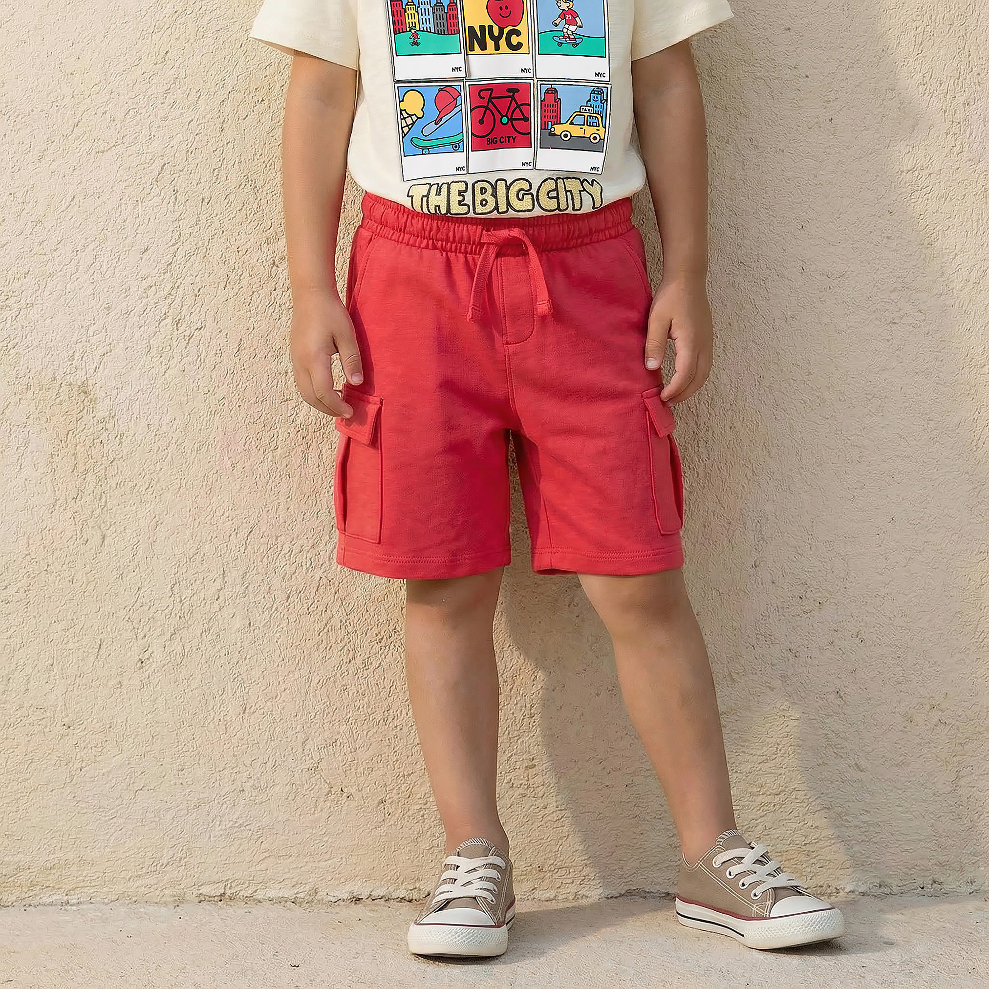Juniors Crew Neck Short Sleeve T-shirt and Shorts Set with New York City Print-boys-clothing-setsandcoords-image-4