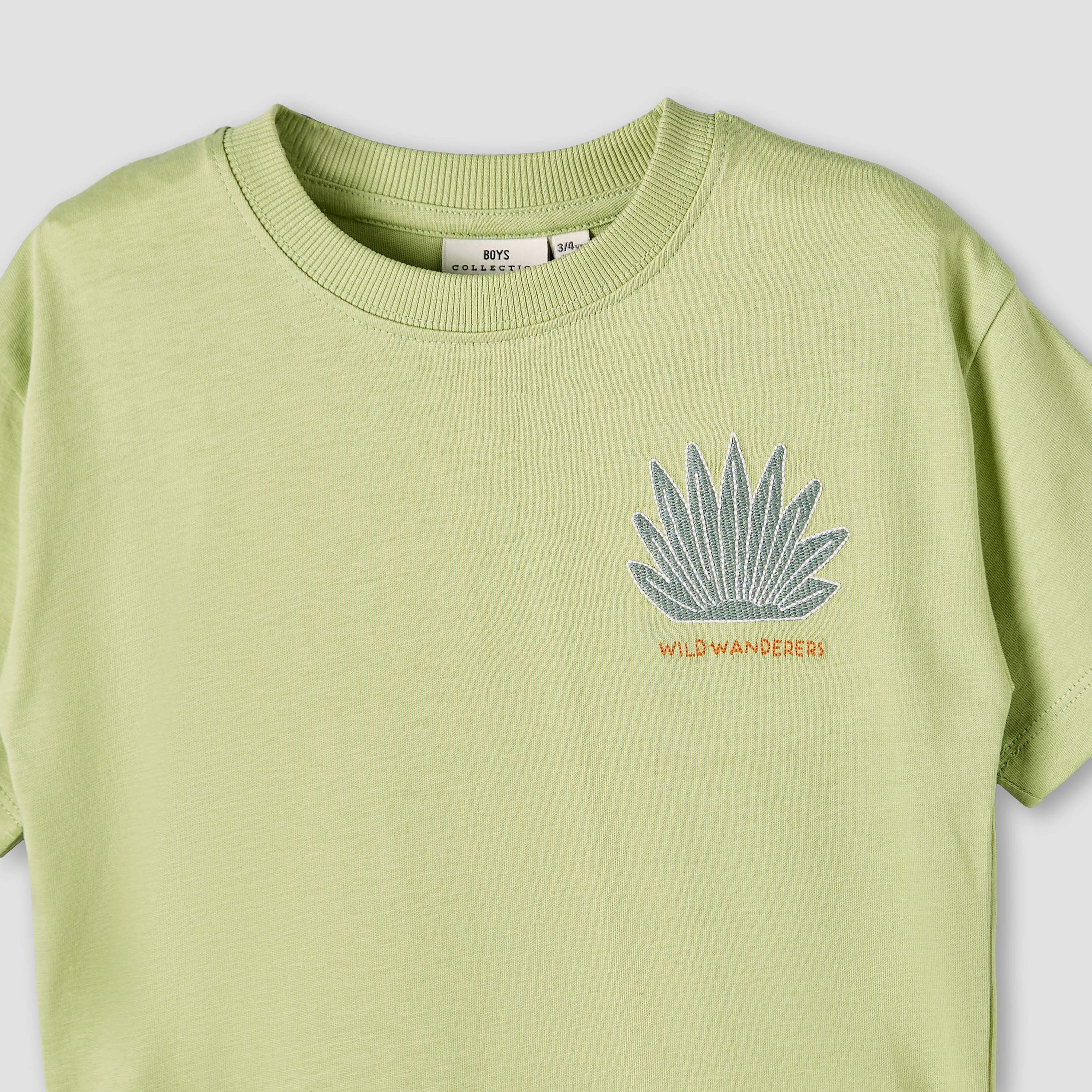 Juniors Crew Neck Short Sleeves T-shirt and Shorts Set with Embroidery-boys-clothing-setsandcoords-image-5