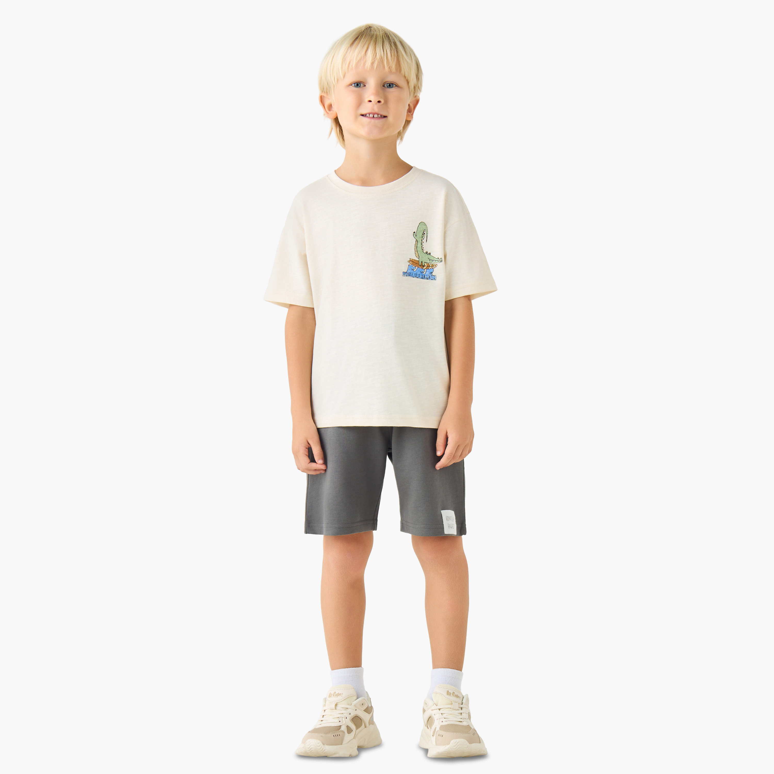 Juniors Crew Neck Short Sleeves T-shirt and Shorts Set with Drawstring Closure-baby-boys-clothing-setsandcoords-image-1