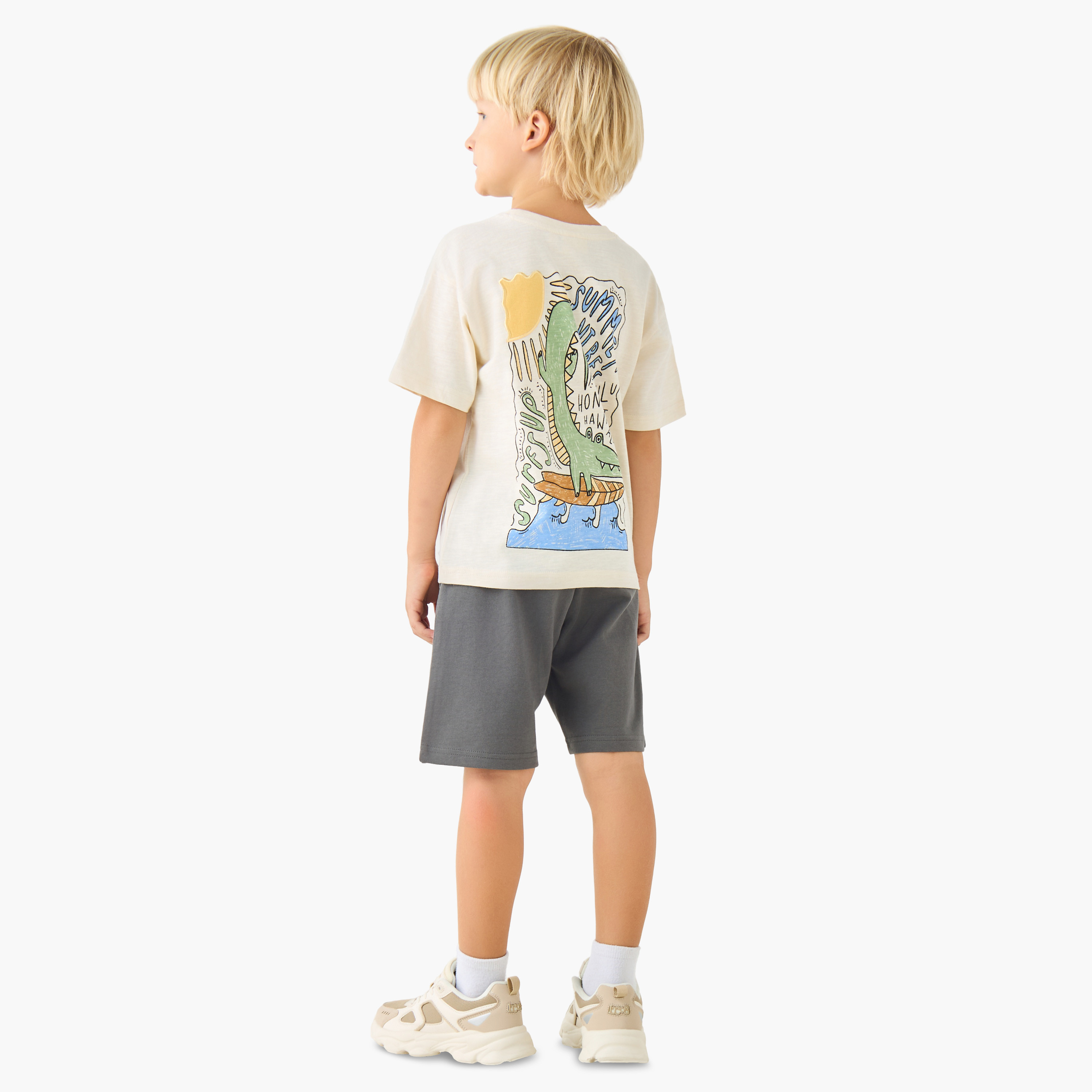 Juniors Crew Neck Short Sleeves T-shirt and Shorts Set with Drawstring Closure-baby-boys-clothing-setsandcoords-image-4