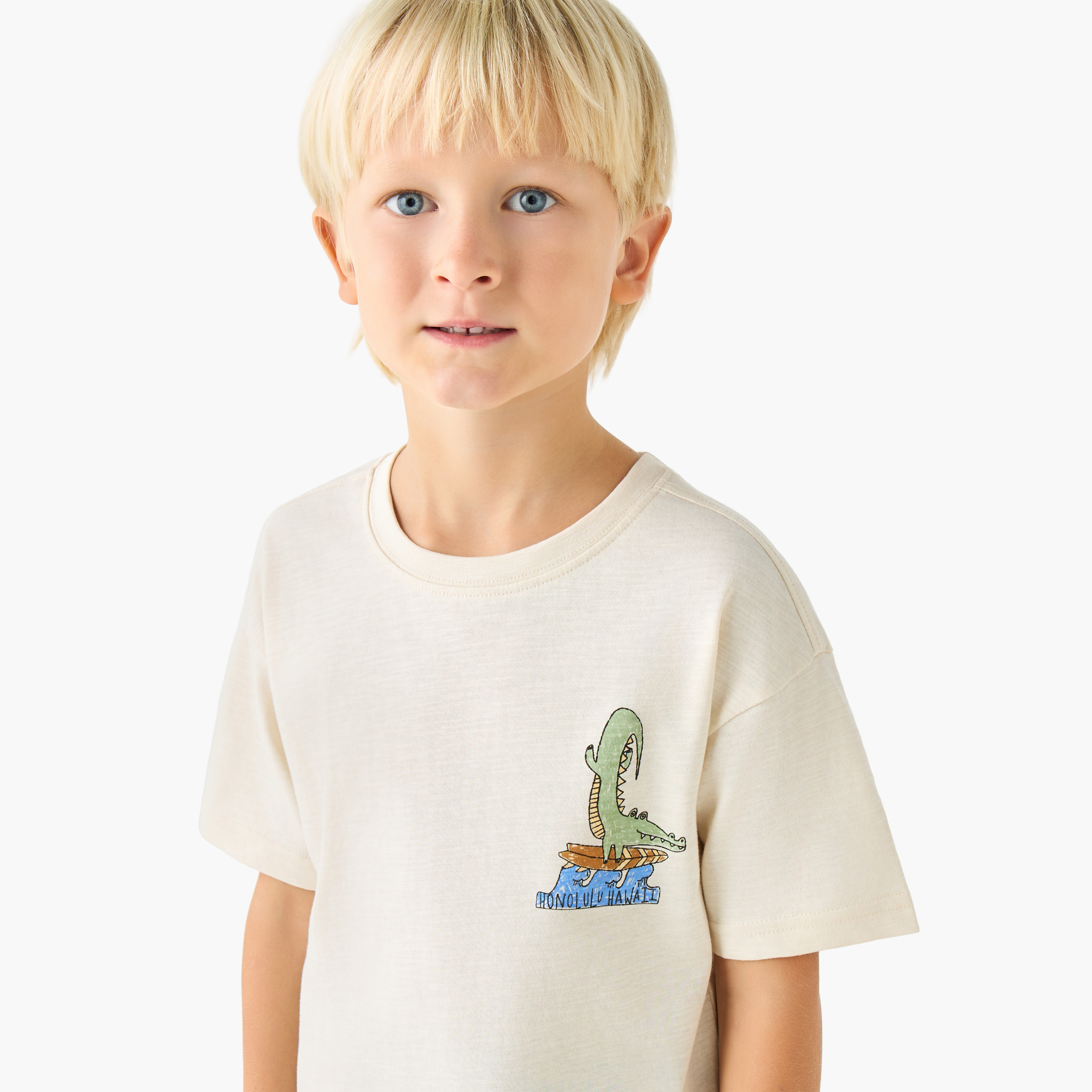 Juniors Crew Neck Short Sleeves T-shirt and Shorts Set with Drawstring Closure-baby-boys-clothing-setsandcoords-image-5