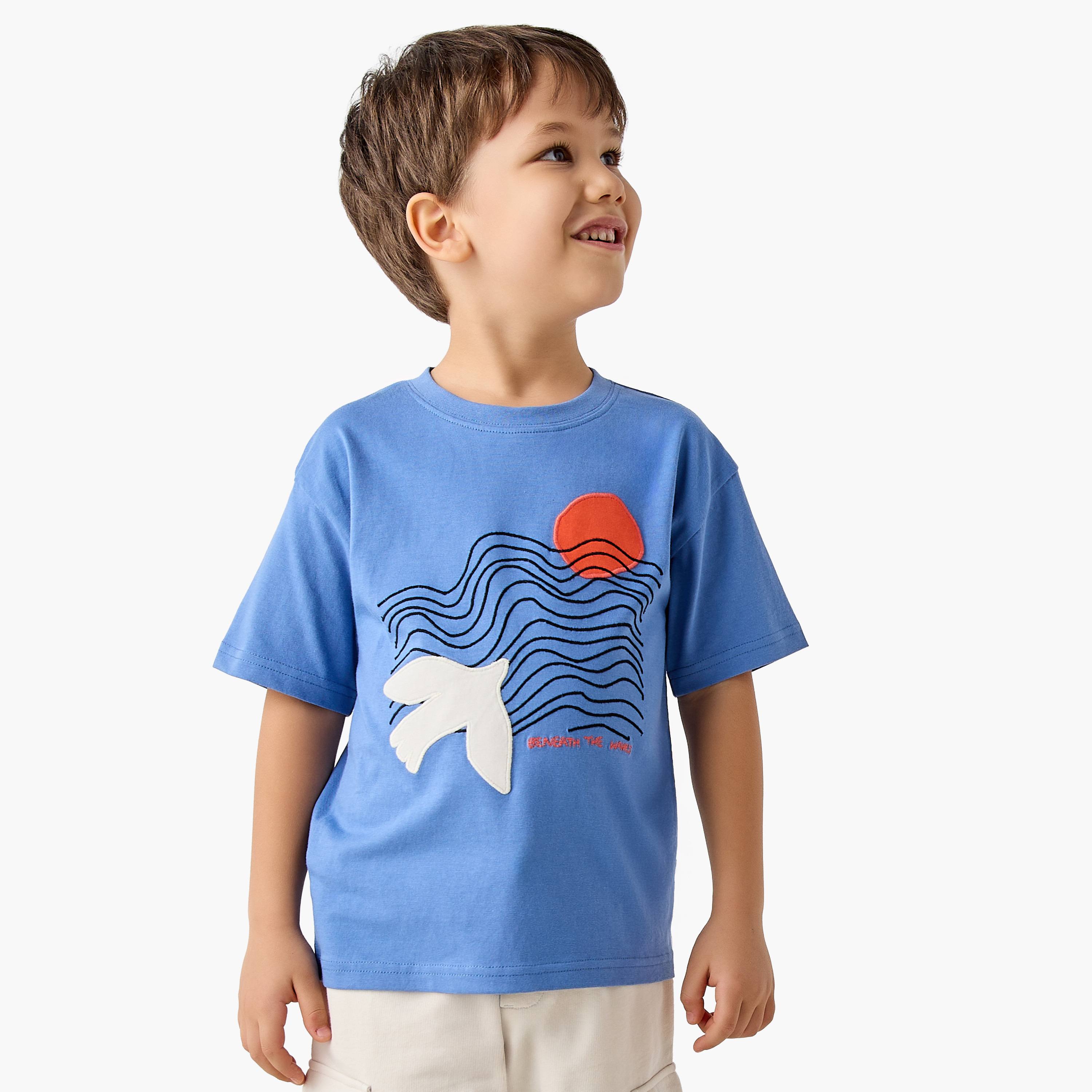 Juniors Crew Neck Short Sleeves T-shirt and Shorts Set with Embroidery-boys-clothing-setsandcoords-image-2