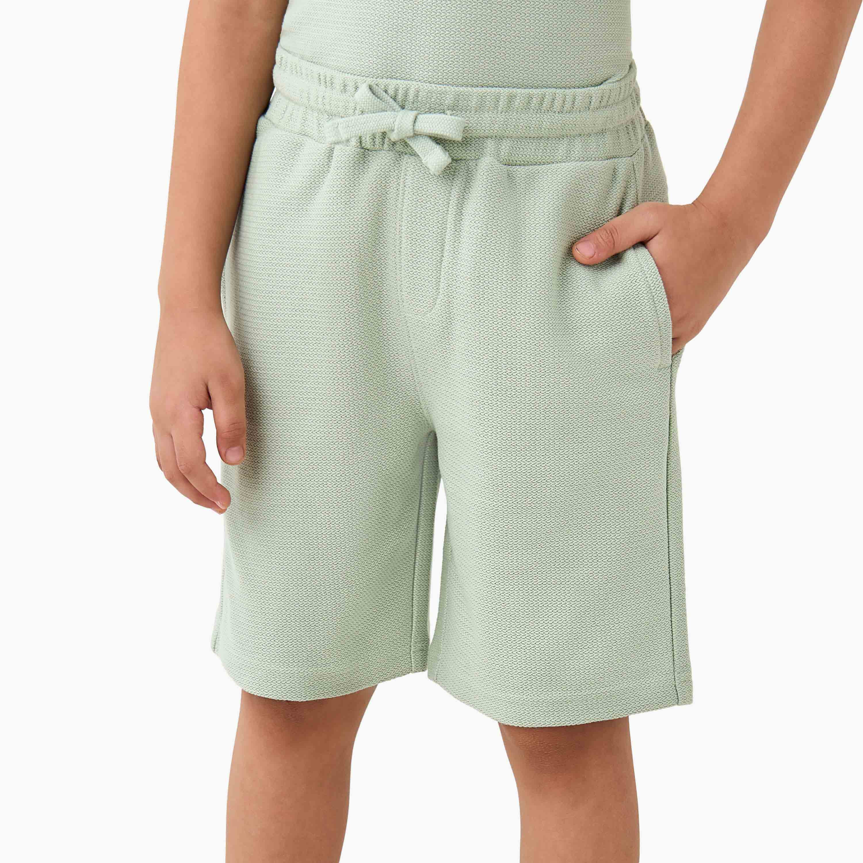 Juniors Boys T-shirt and Shorts Set with Textured Detail - Cotton - Short Sleeves - Crew Neck-boys-clothing-setsandcoords-image-3