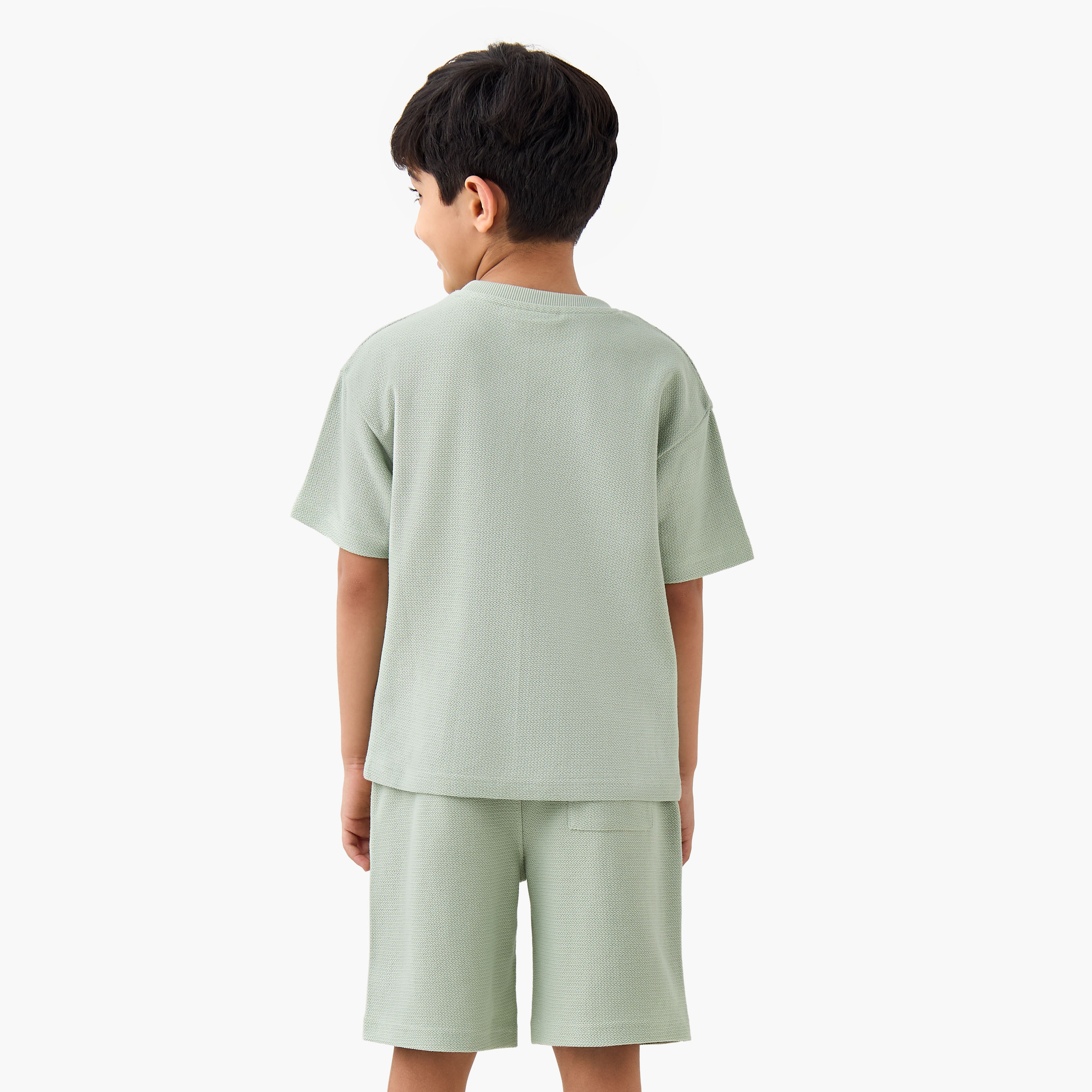 Juniors Boys T-shirt and Shorts Set with Textured Detail - Cotton - Short Sleeves - Crew Neck-boys-clothing-setsandcoords-image-4