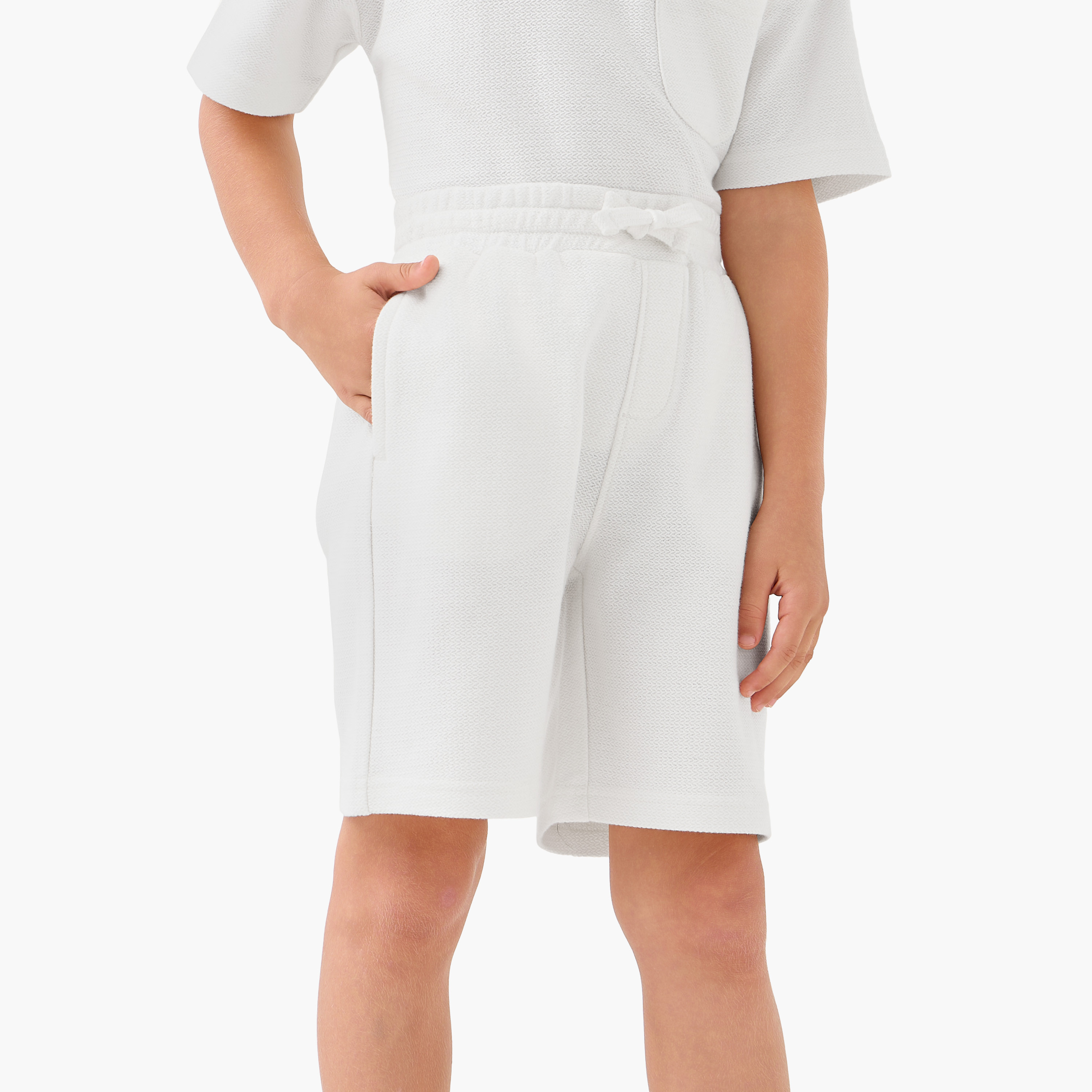 Juniors Boys T-shirt and Shorts Set with Textured Detail - Cotton - Short Sleeves - Crew Neck-boys-clothing-setsandcoords-image-3