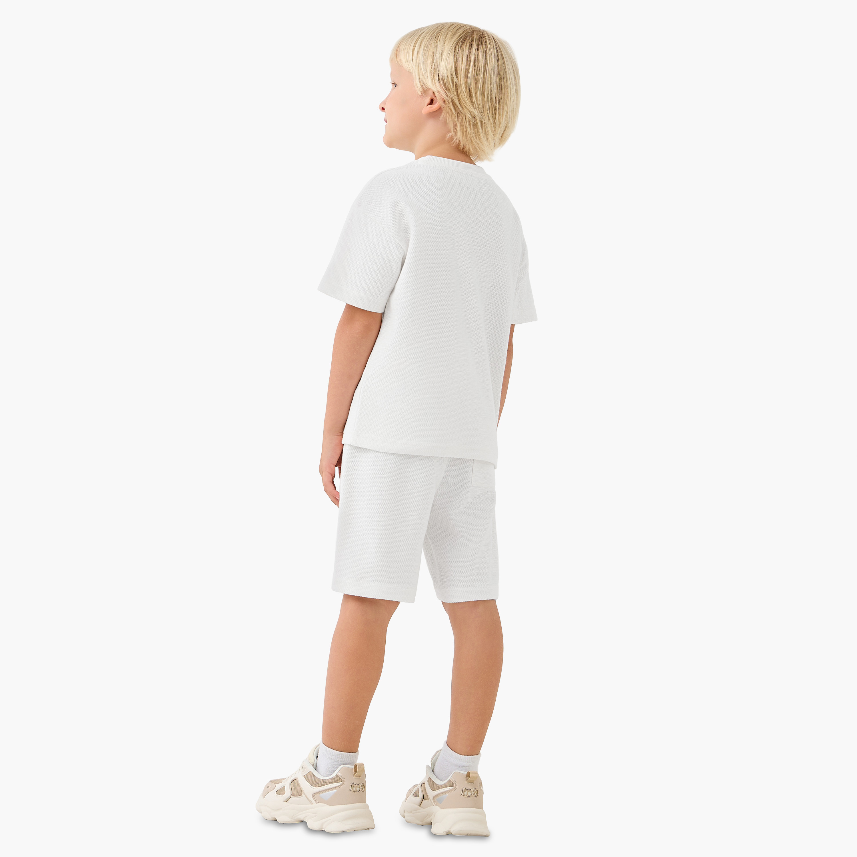 Juniors Boys T-shirt and Shorts Set with Textured Detail - Cotton - Short Sleeves - Crew Neck-boys-clothing-setsandcoords-image-4
