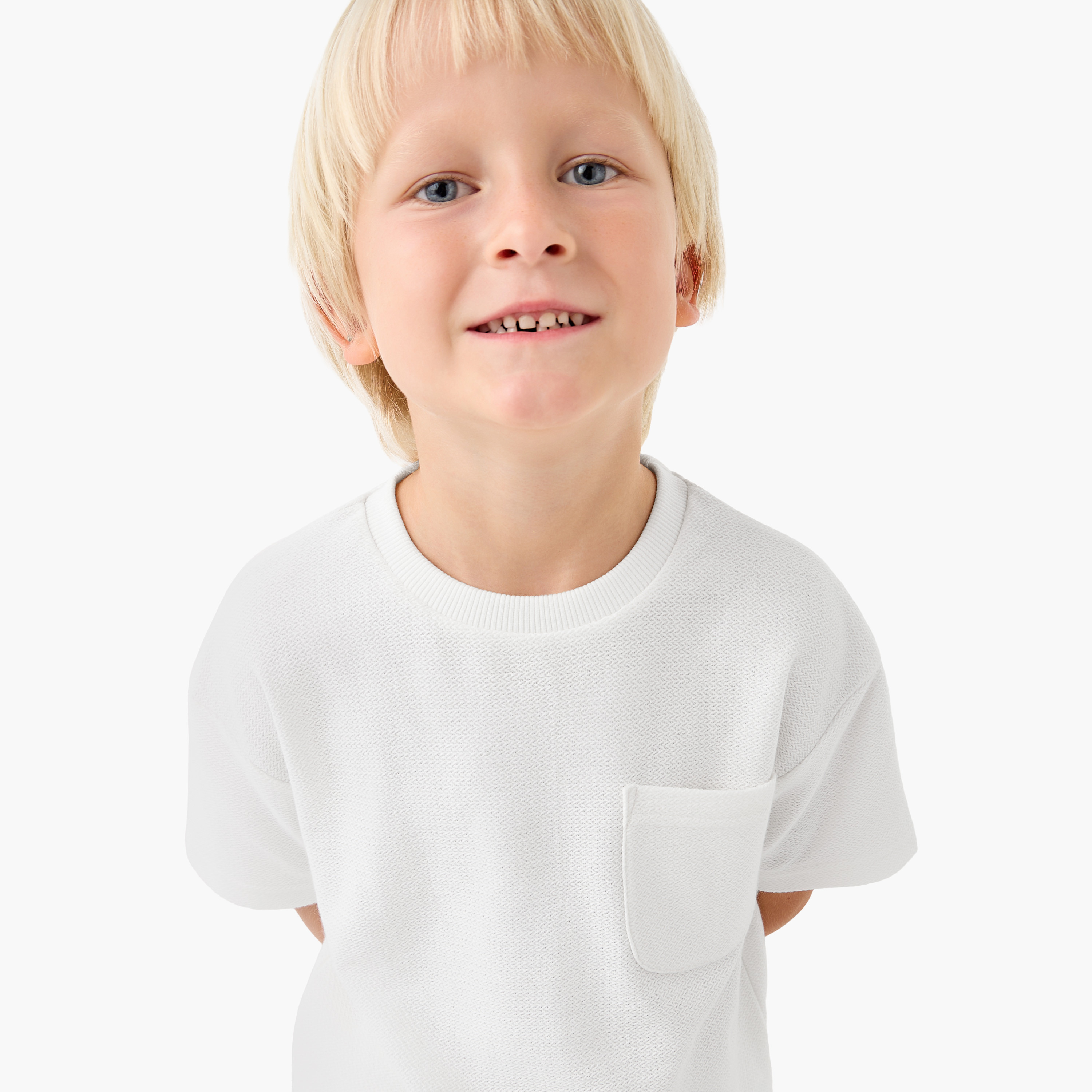 Juniors Boys T-shirt and Shorts Set with Textured Detail - Cotton - Short Sleeves - Crew Neck-boys-clothing-setsandcoords-image-5