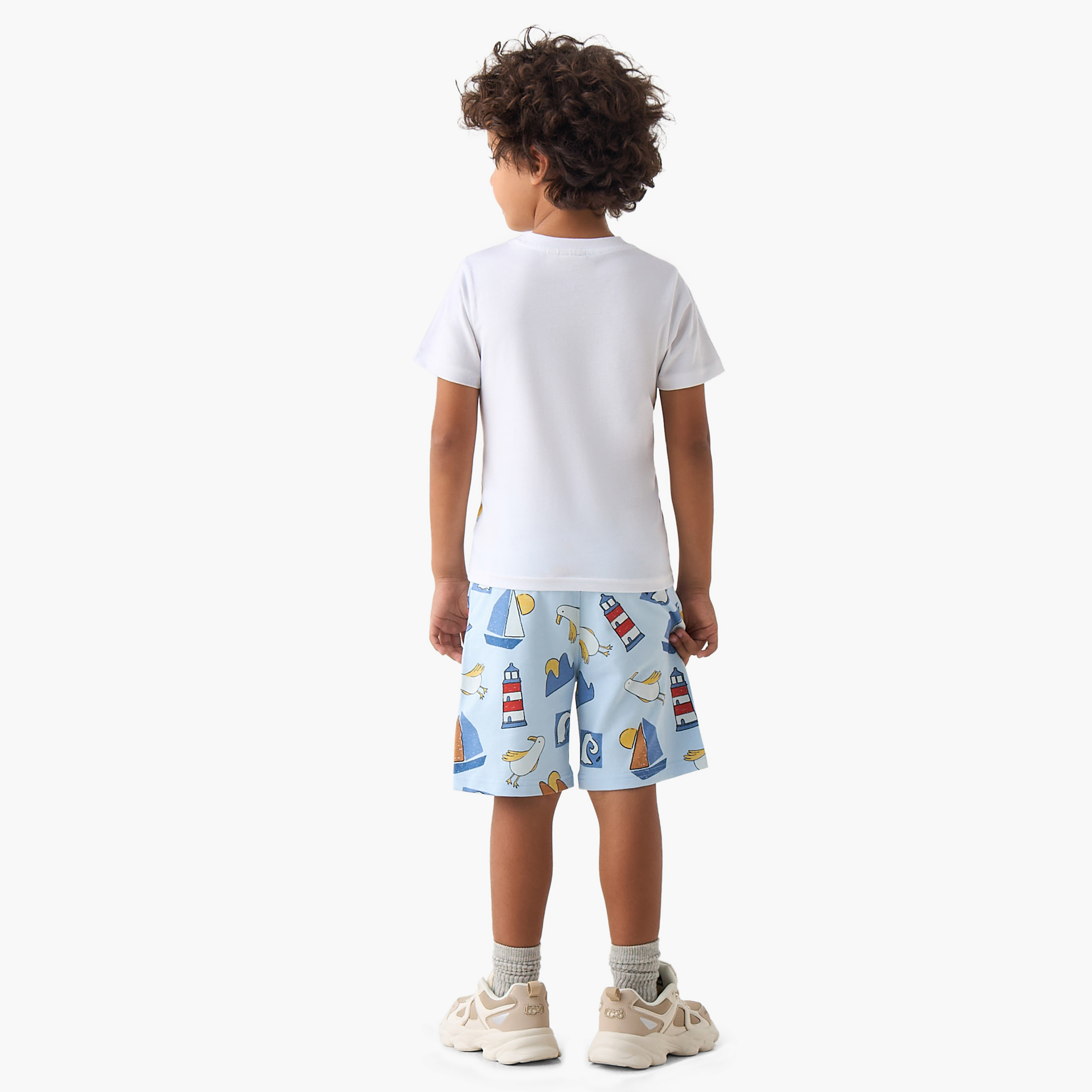 Set of 3 Juniors Crew Neck Short Sleeves T-shirt and Shorts Set with Graphic Print-boys-clothing-setsandcoords-image-4