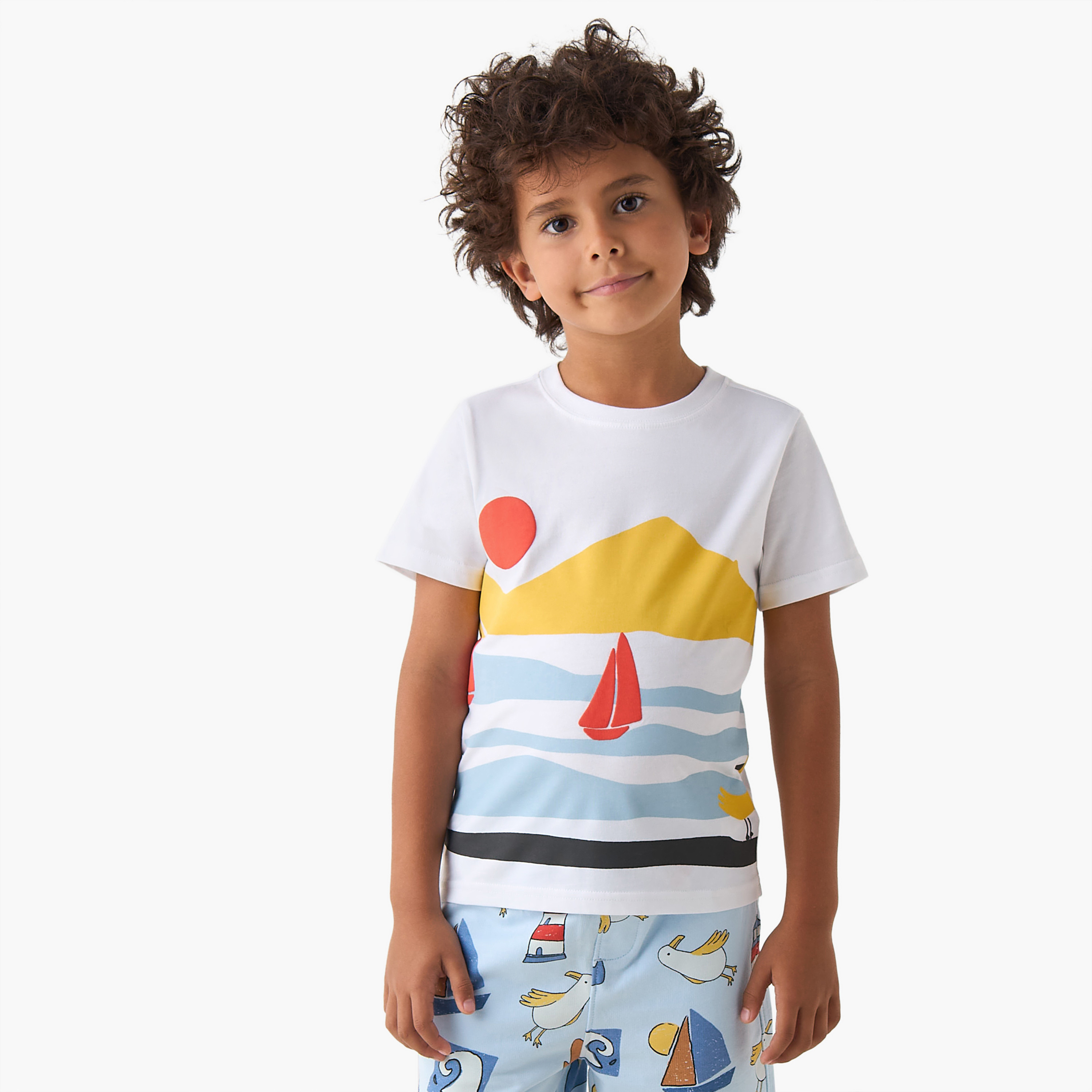 Set of 3 Juniors Crew Neck Short Sleeves T-shirt and Shorts Set with Graphic Print-boys-clothing-setsandcoords-image-5