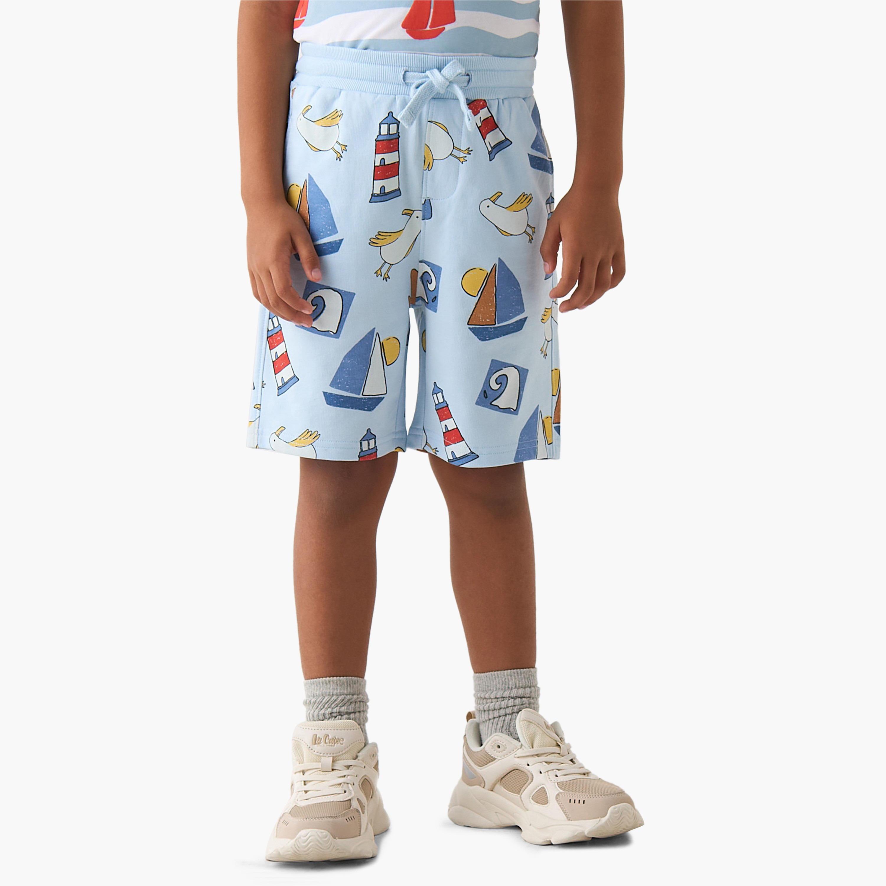 Set of 3 Juniors Crew Neck Short Sleeves T-shirt and Shorts Set with Graphic Print-boys-clothing-setsandcoords-image-6