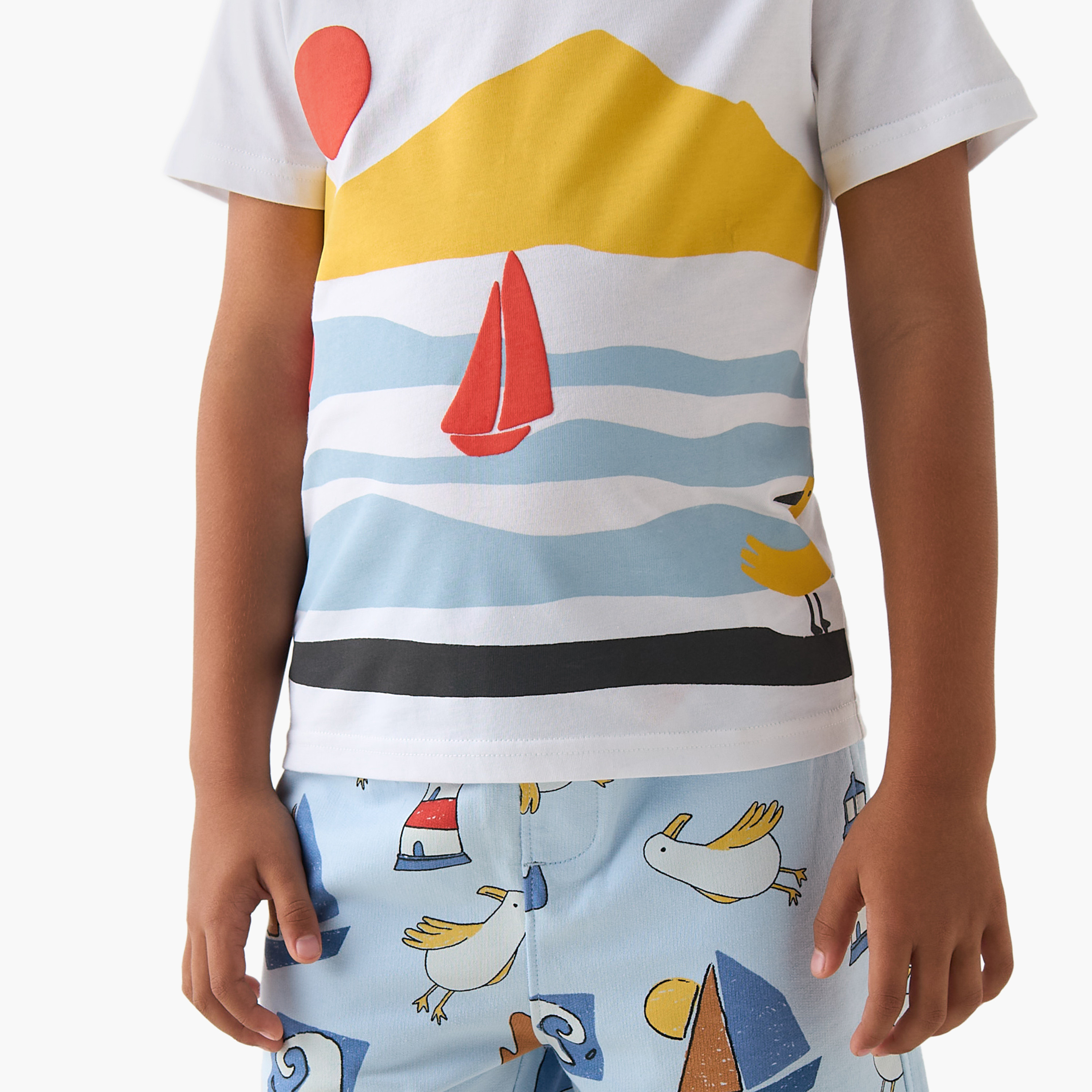 Set of 3 Juniors Crew Neck Short Sleeves T-shirt and Shorts Set with Graphic Print-boys-clothing-setsandcoords-image-7
