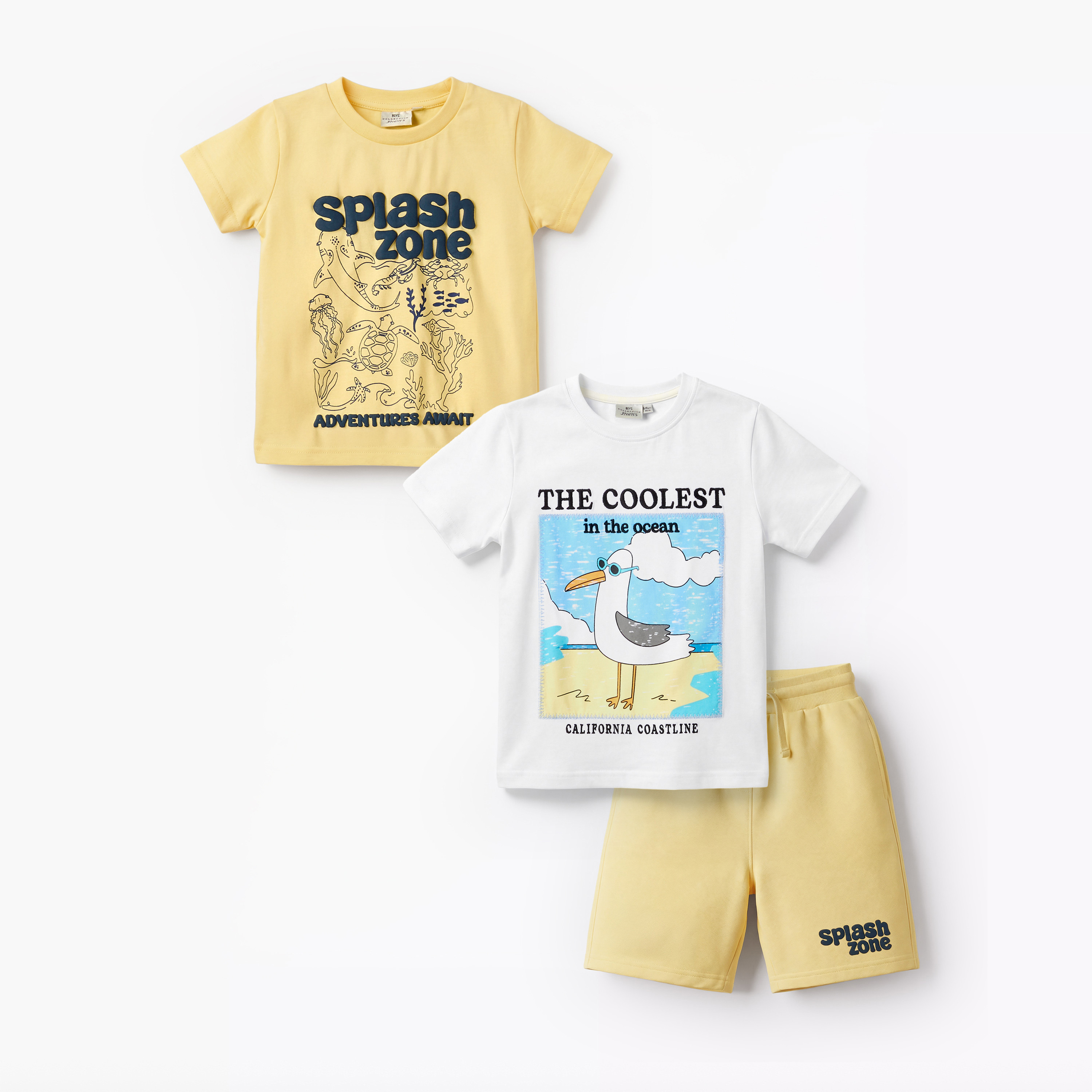 Set of 3 Juniors Crew Neck Short Sleeve T-shirt and Shorts Set with Drawstring Closure-baby-boys-clothing-setsandcoords-image-1