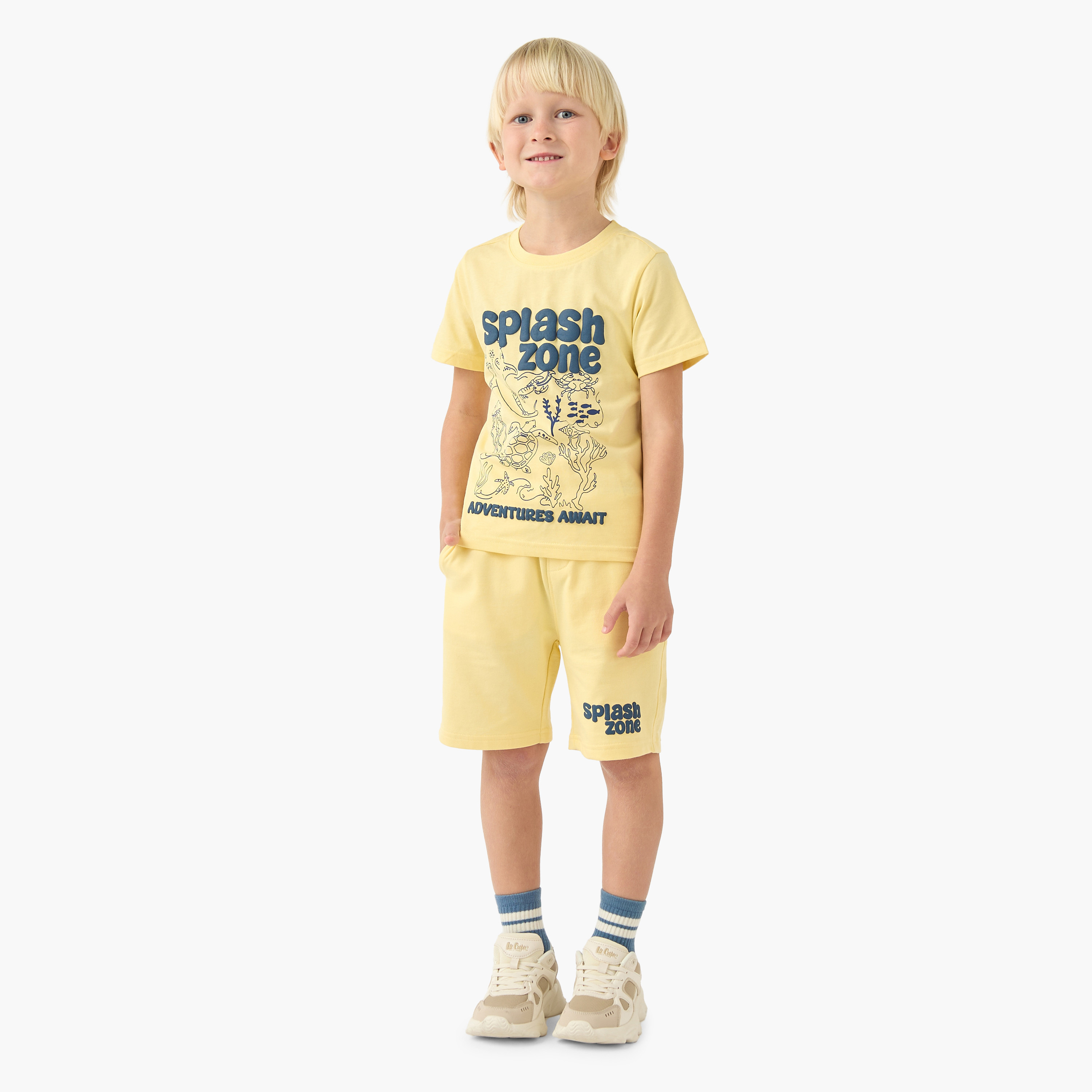 Set of 3 Juniors Crew Neck Short Sleeve T-shirt and Shorts Set with Drawstring Closure-baby-boys-clothing-setsandcoords-image-3