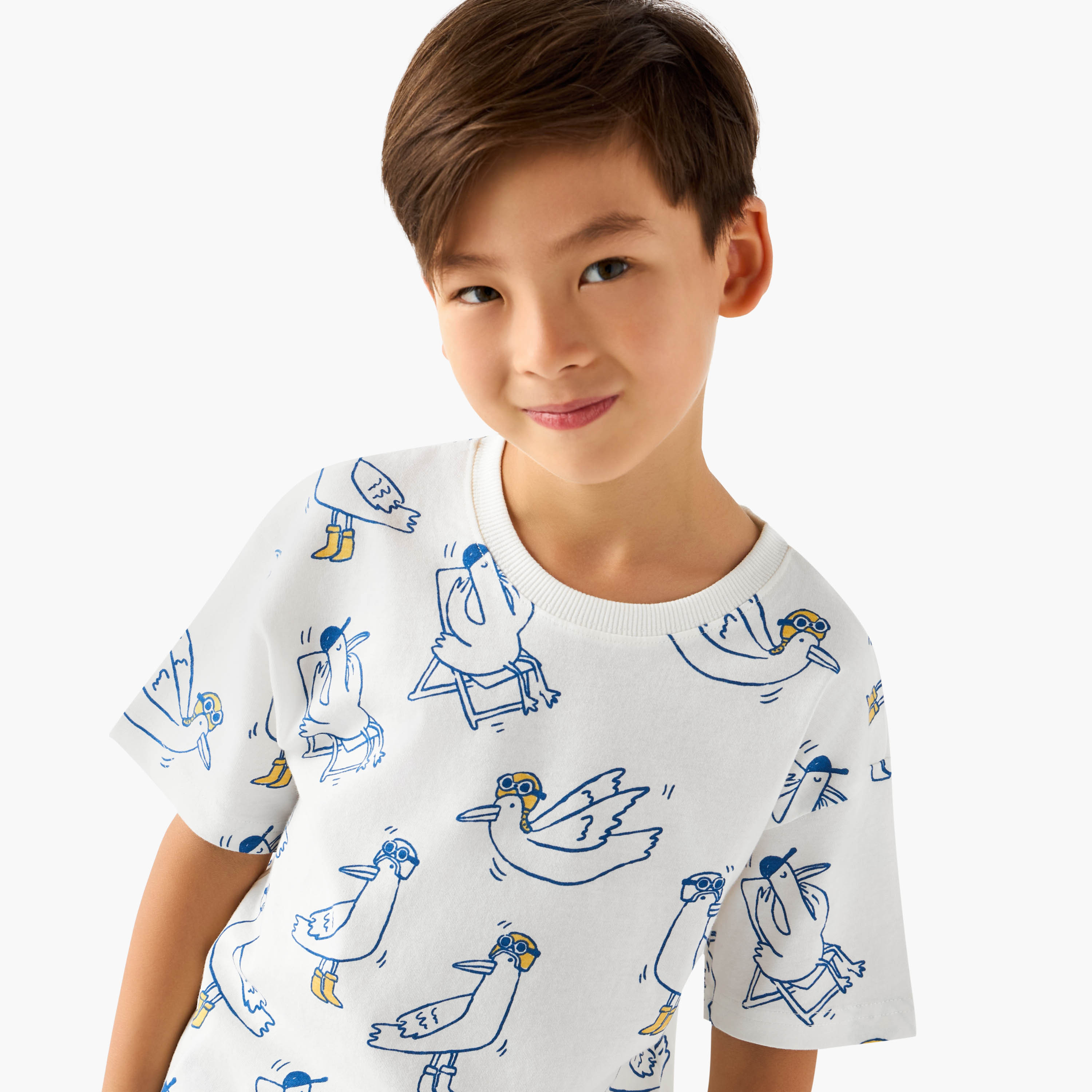 طقم شورت برباط إغلاق وتيشيرت برقبة ضيقة وأكمام قصيرة 3 قطع من جونيورز-baby-boys-clothing-setsandcoords-image-2