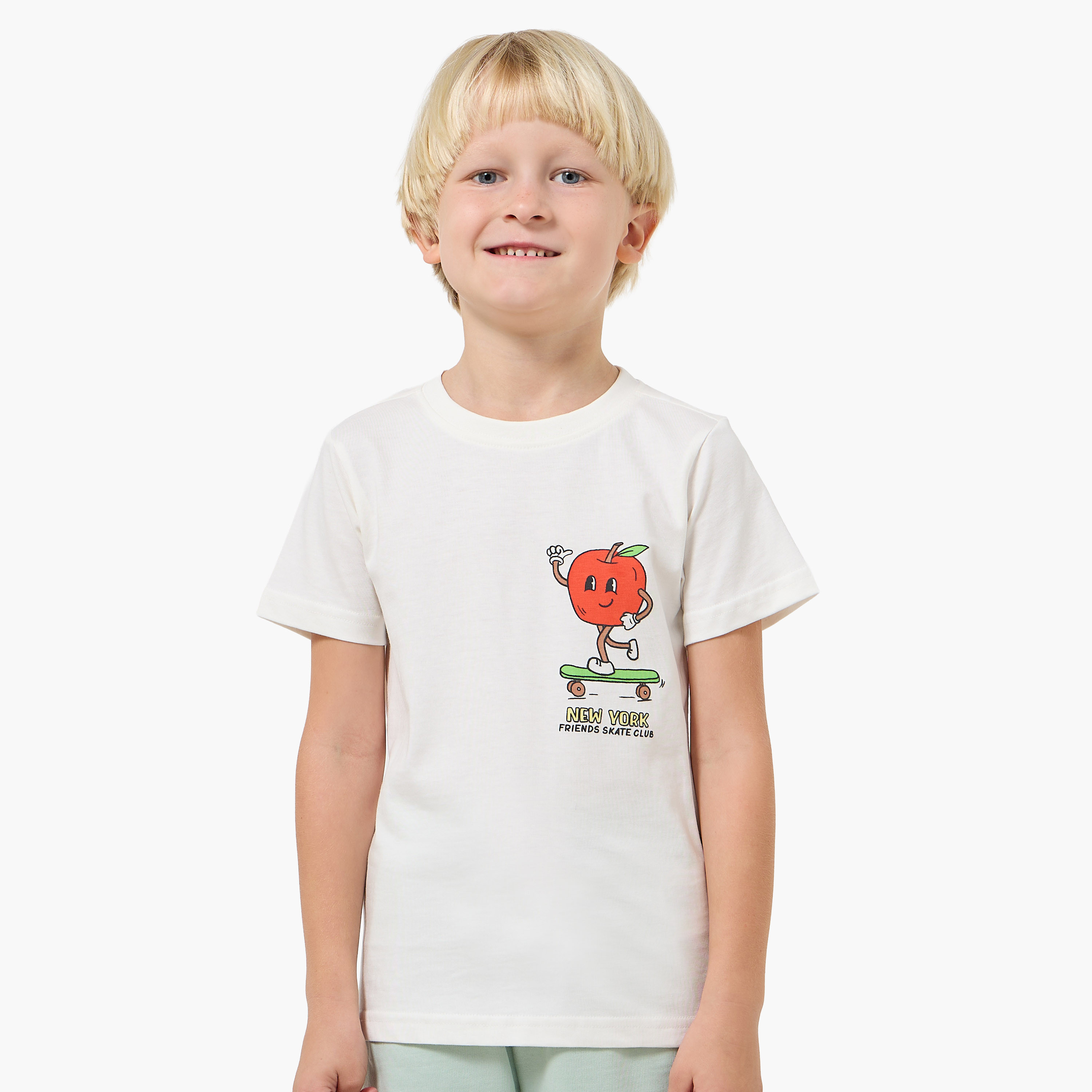 Set of 3 Juniors Crew Neck Short Sleeves T-shirt and Shorts Set with New York Print-boys-clothing-setsandcoords-image-2