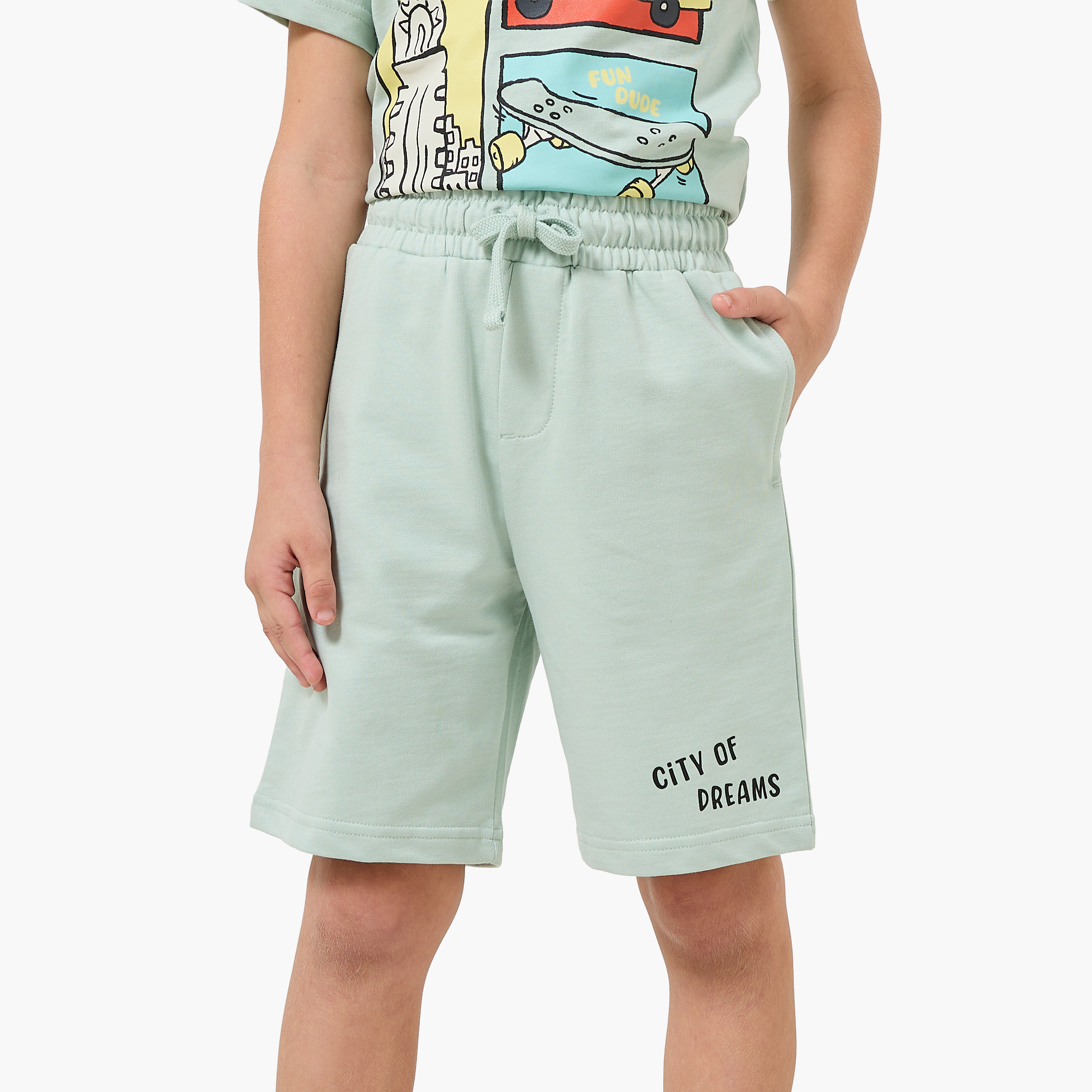 Set of 3 Juniors Crew Neck Short Sleeves T-shirt and Shorts Set with New York Print-boys-clothing-setsandcoords-image-4