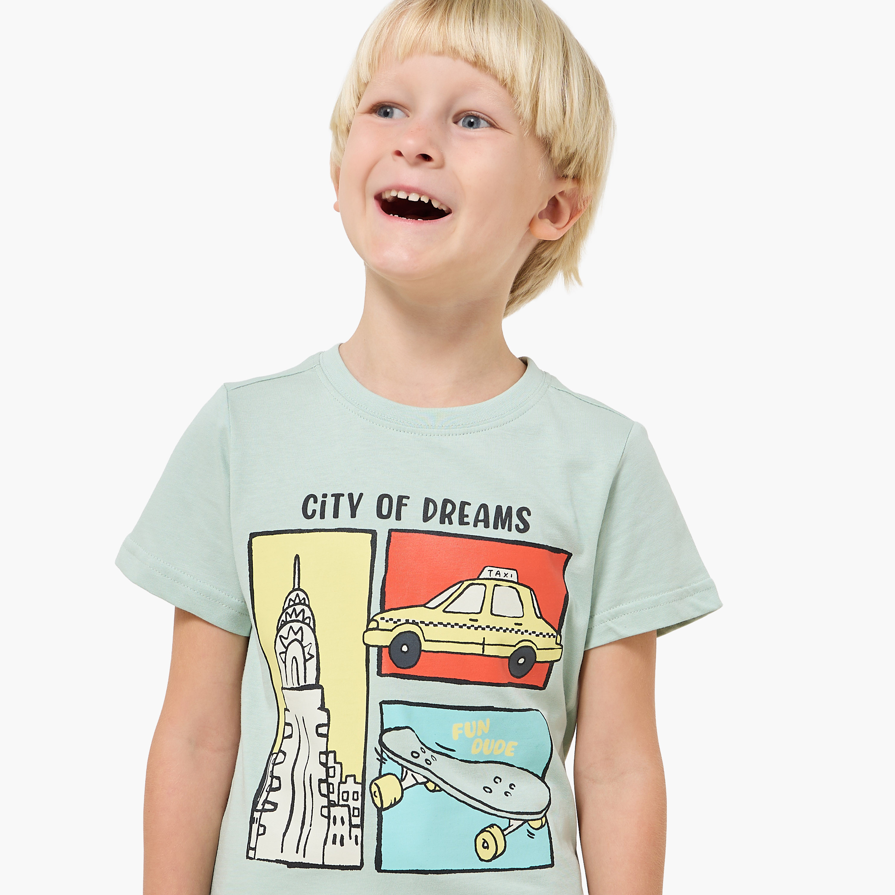 Set of 3 Juniors Crew Neck Short Sleeves T-shirt and Shorts Set with New York Print-boys-clothing-setsandcoords-image-6