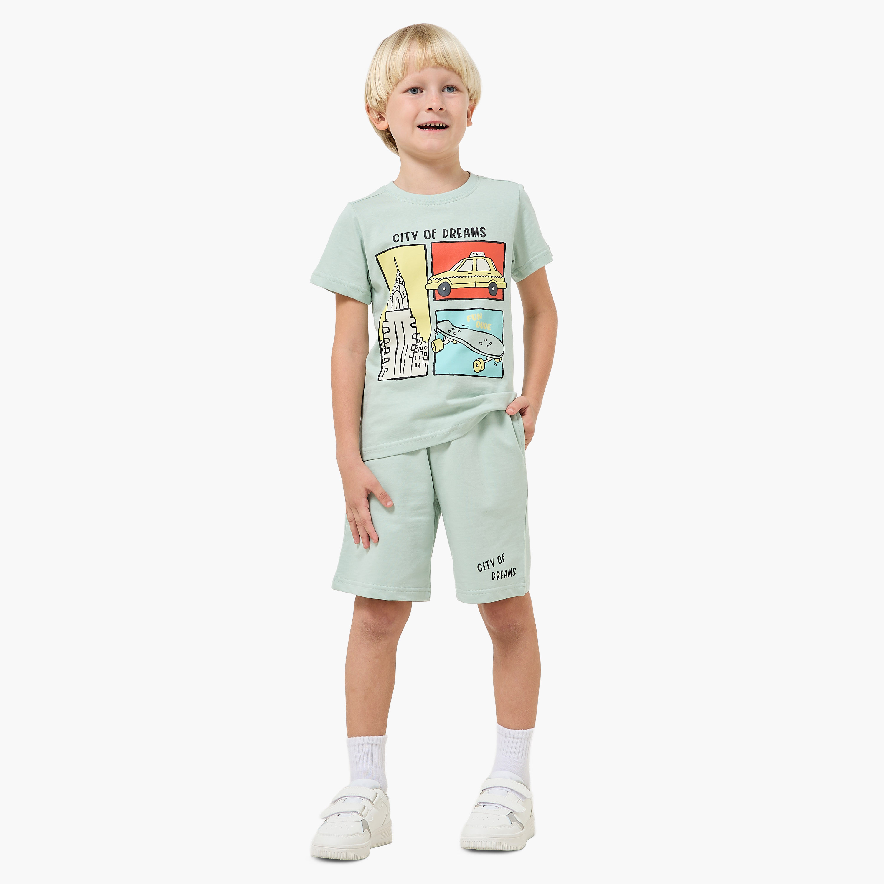 Set of 3 Juniors Crew Neck Short Sleeves T-shirt and Shorts Set with New York Print-boys-clothing-setsandcoords-image-8