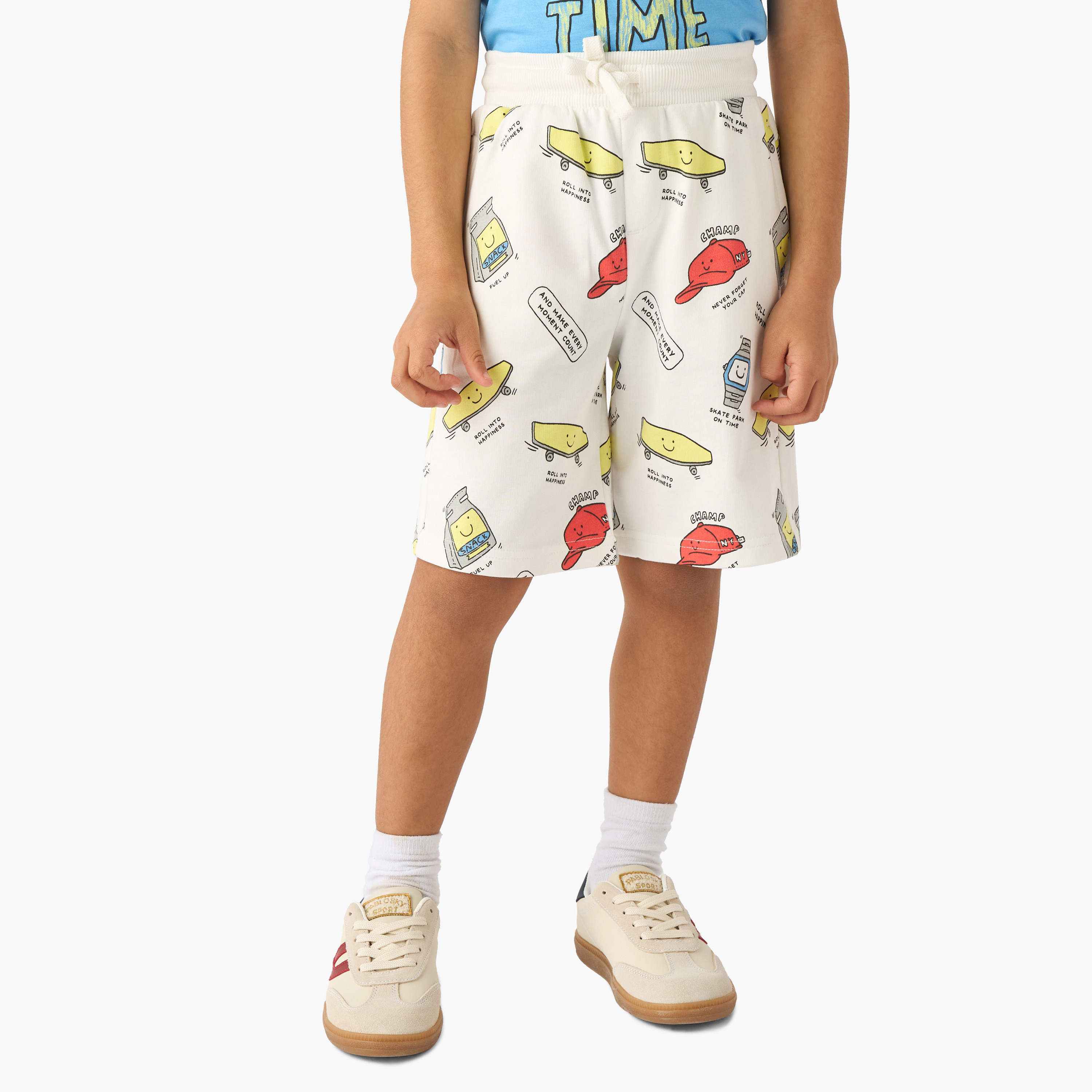 طقم شورت وتيشيرت بياقة ضيقة وأكمام قصيرة وطبعات 3 قطع من جونيورز-boys-clothing-setsandcoords-image-5