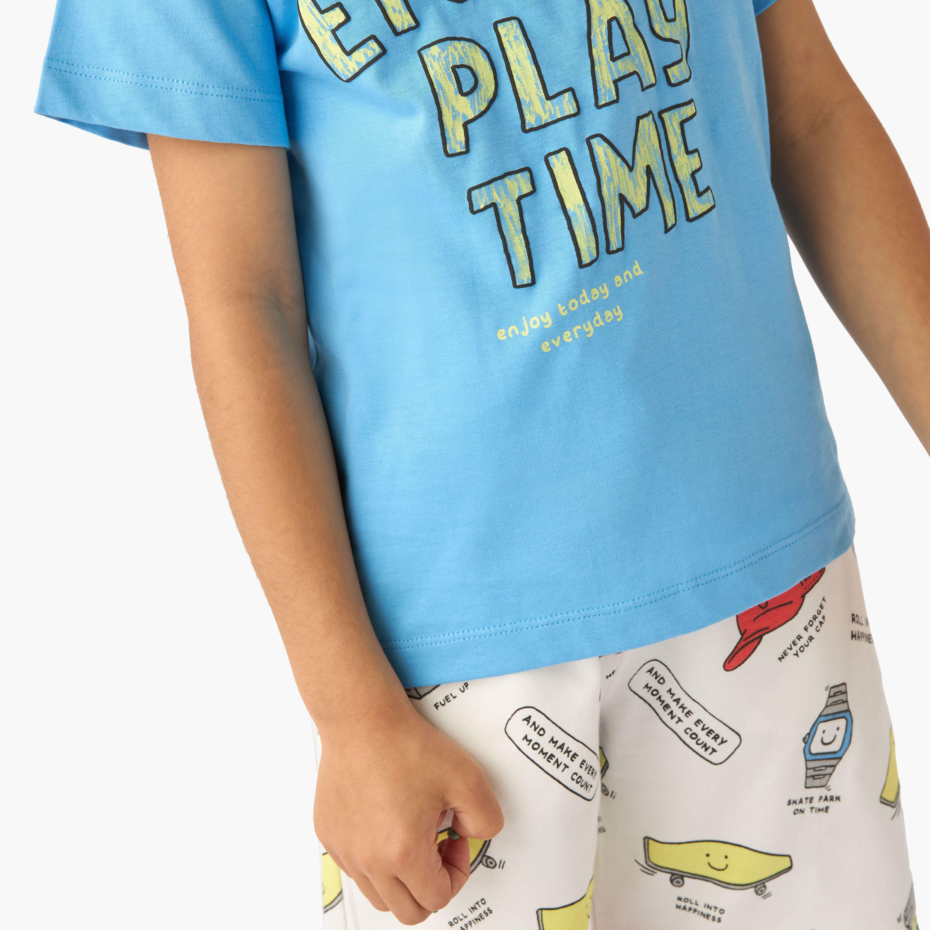 طقم شورت وتيشيرت بياقة ضيقة وأكمام قصيرة وطبعات 3 قطع من جونيورز-boys-clothing-setsandcoords-image-6