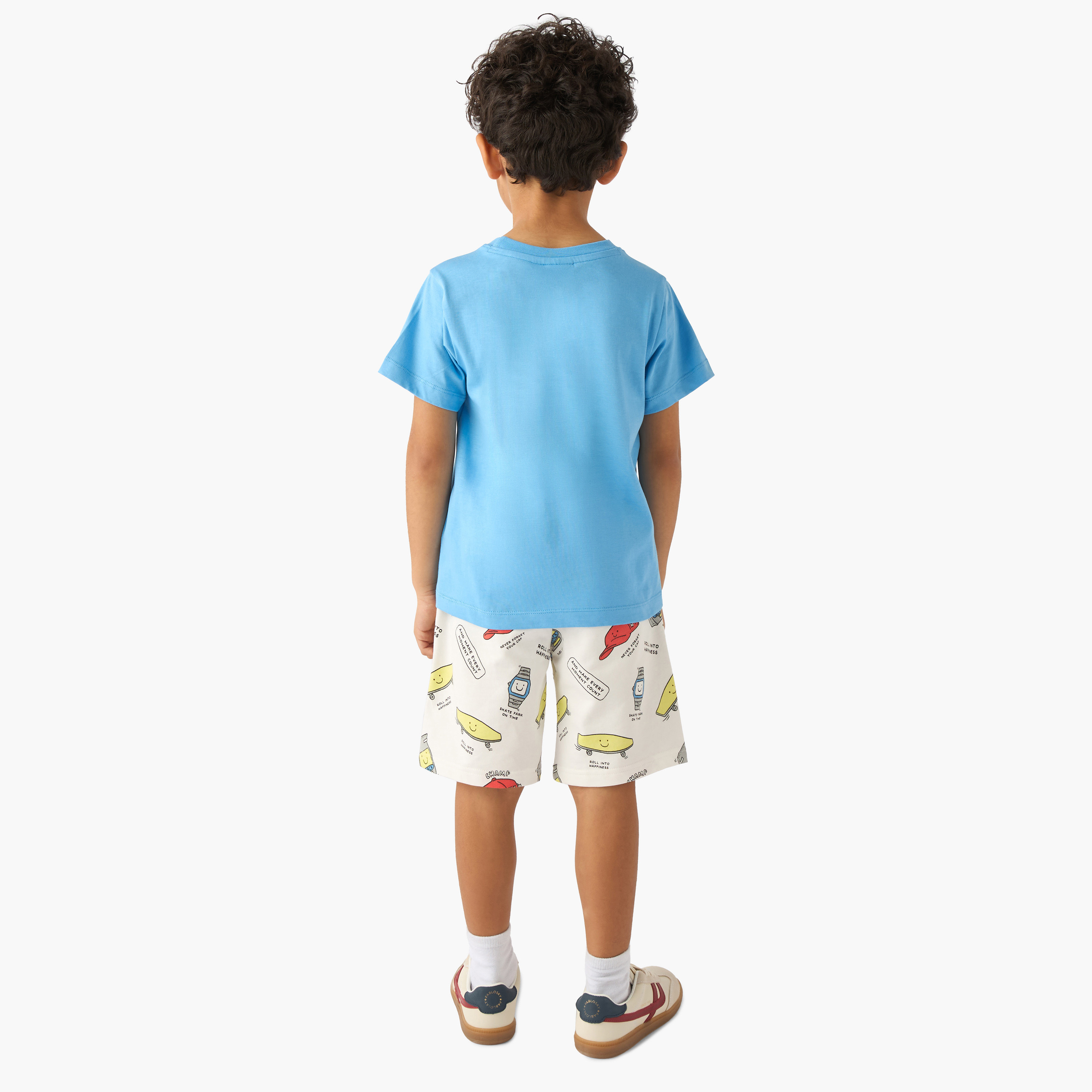 طقم شورت وتيشيرت بياقة ضيقة وأكمام قصيرة وطبعات 3 قطع من جونيورز-boys-clothing-setsandcoords-image-7