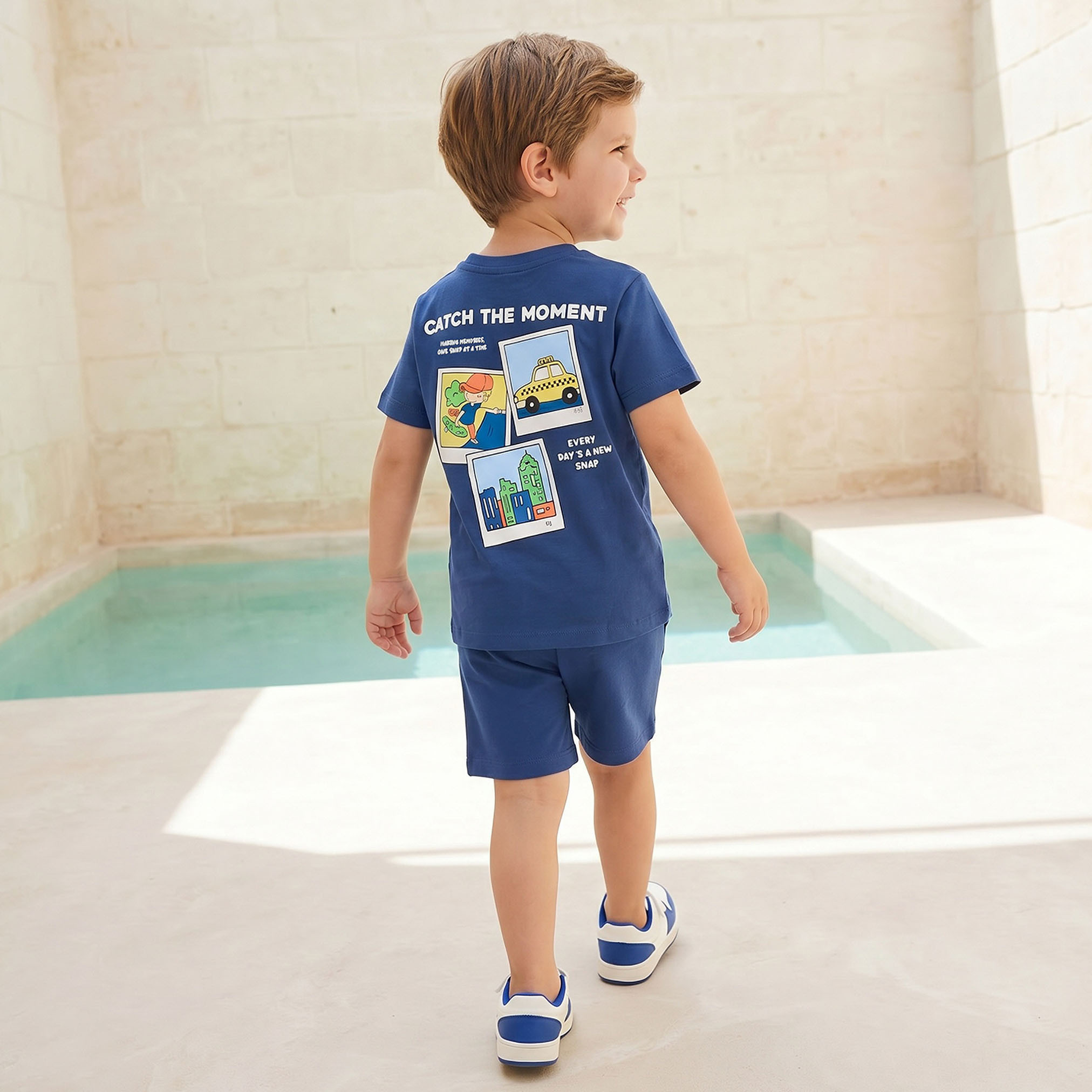 Set of 3 Juniors Crew Neck Short Sleeve T-shirt and Shorts Set with Graphic Print-boys-clothing-setsandcoords-image-4