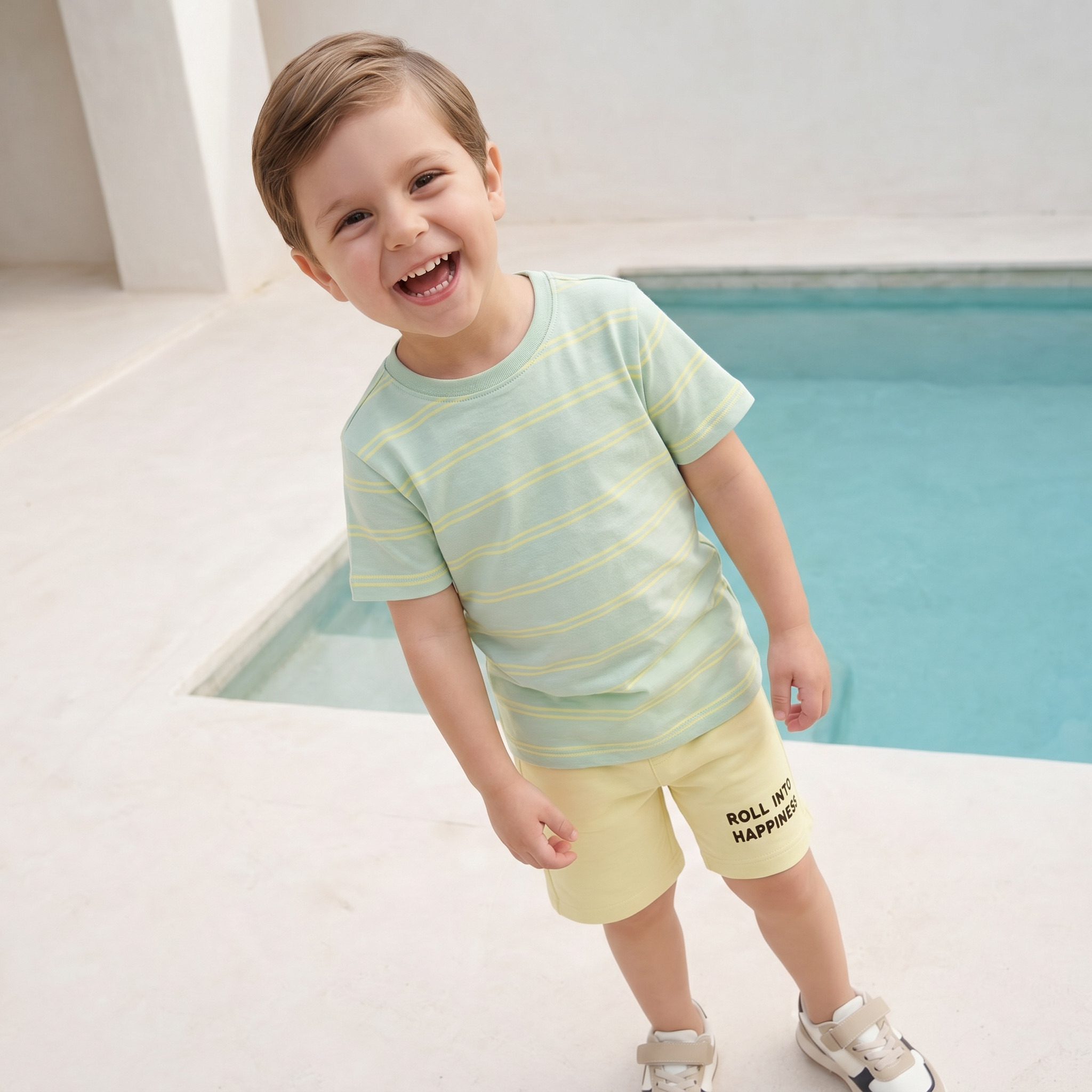 Set of 3 Juniors Crew Neck Short Sleeve T-shirt and Shorts Set with Assorted Print-boys-clothing-setsandcoords-image-2