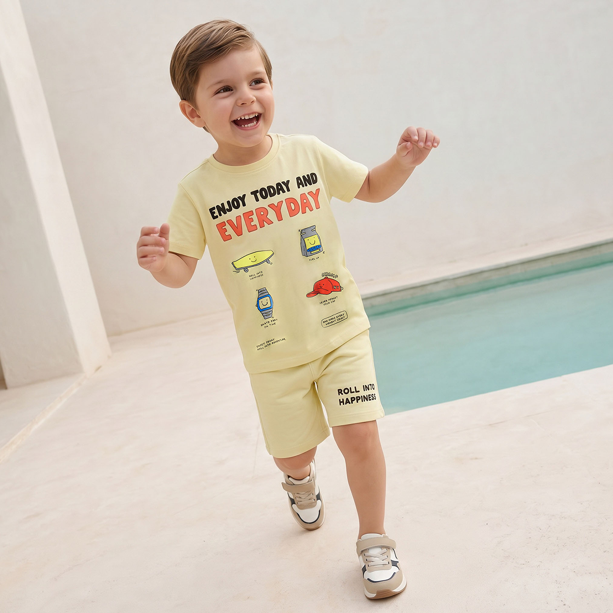 Set of 3 Juniors Crew Neck Short Sleeve T-shirt and Shorts Set with Assorted Print-boys-clothing-setsandcoords-image-3