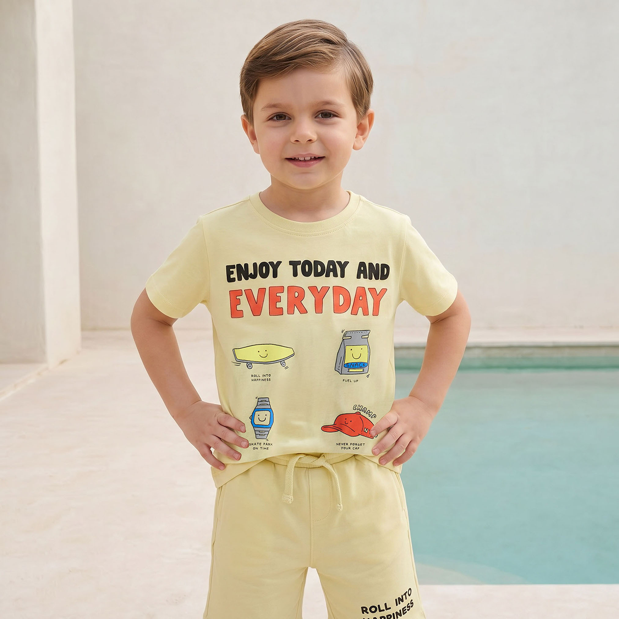 Set of 3 Juniors Crew Neck Short Sleeve T-shirt and Shorts Set with Assorted Print-boys-clothing-setsandcoords-image-4