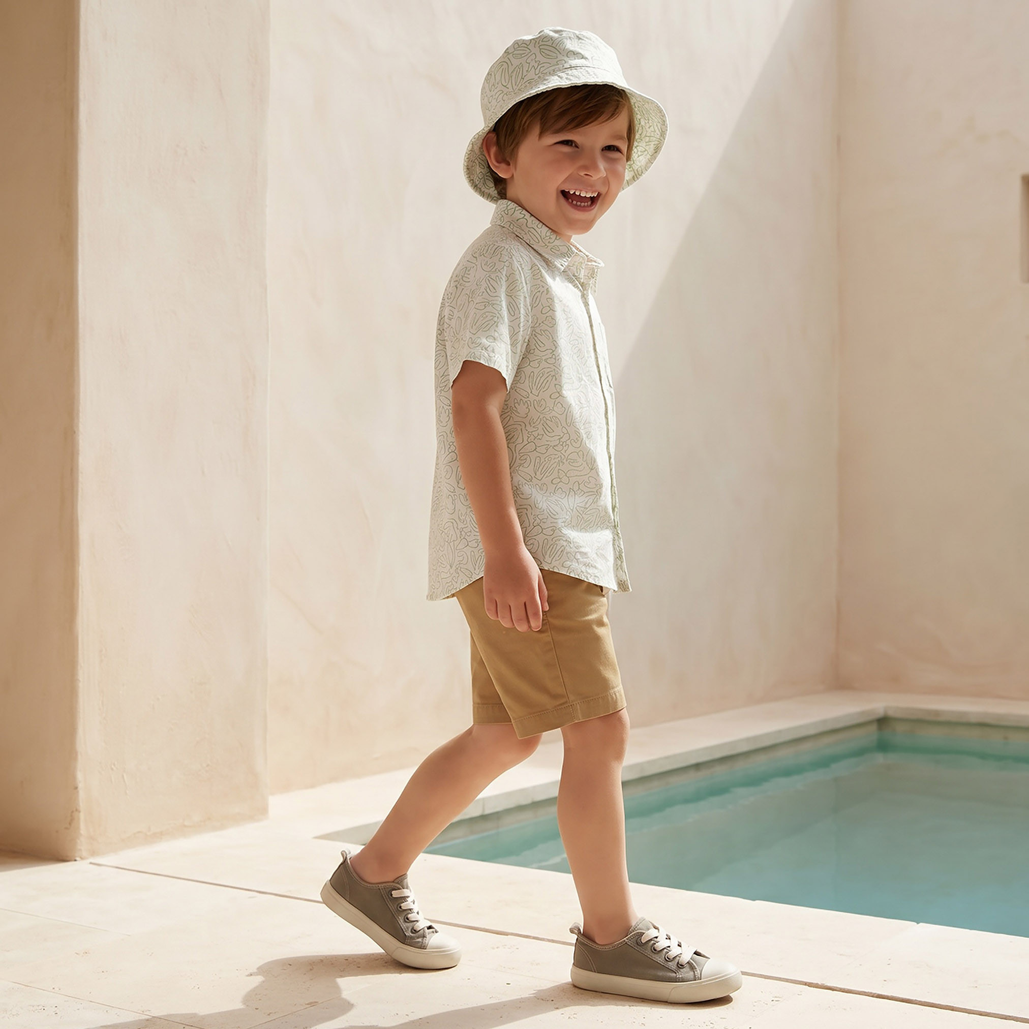 Juniors Collared Short Sleeves Shirt and Shorts Set with Hat-baby-boys-clothing-setsandcoords-image-7