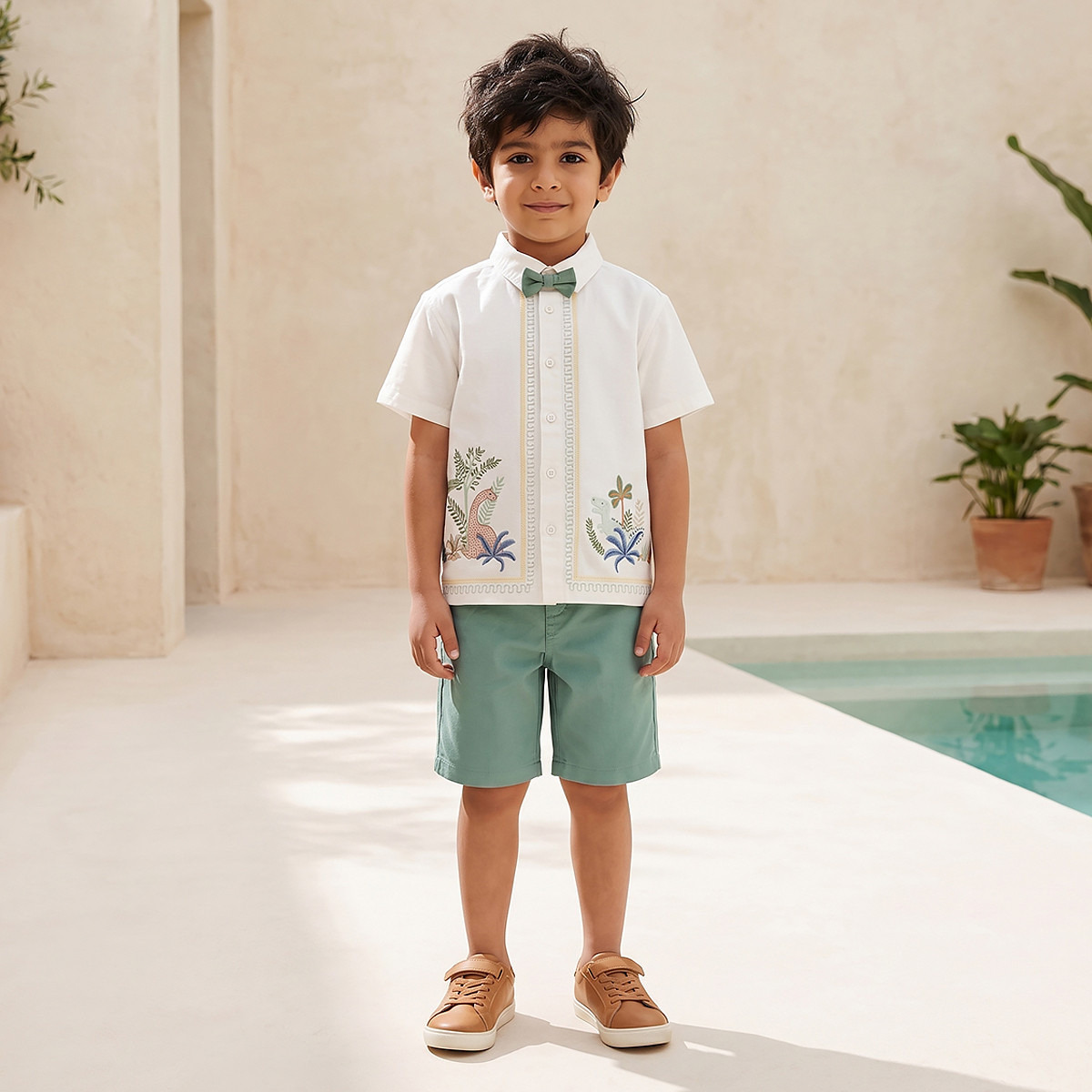 Juniors Collared Short Sleeves Shirt and Shorts Set with Embroidery-boys-clothing-setsandcoords-image-7