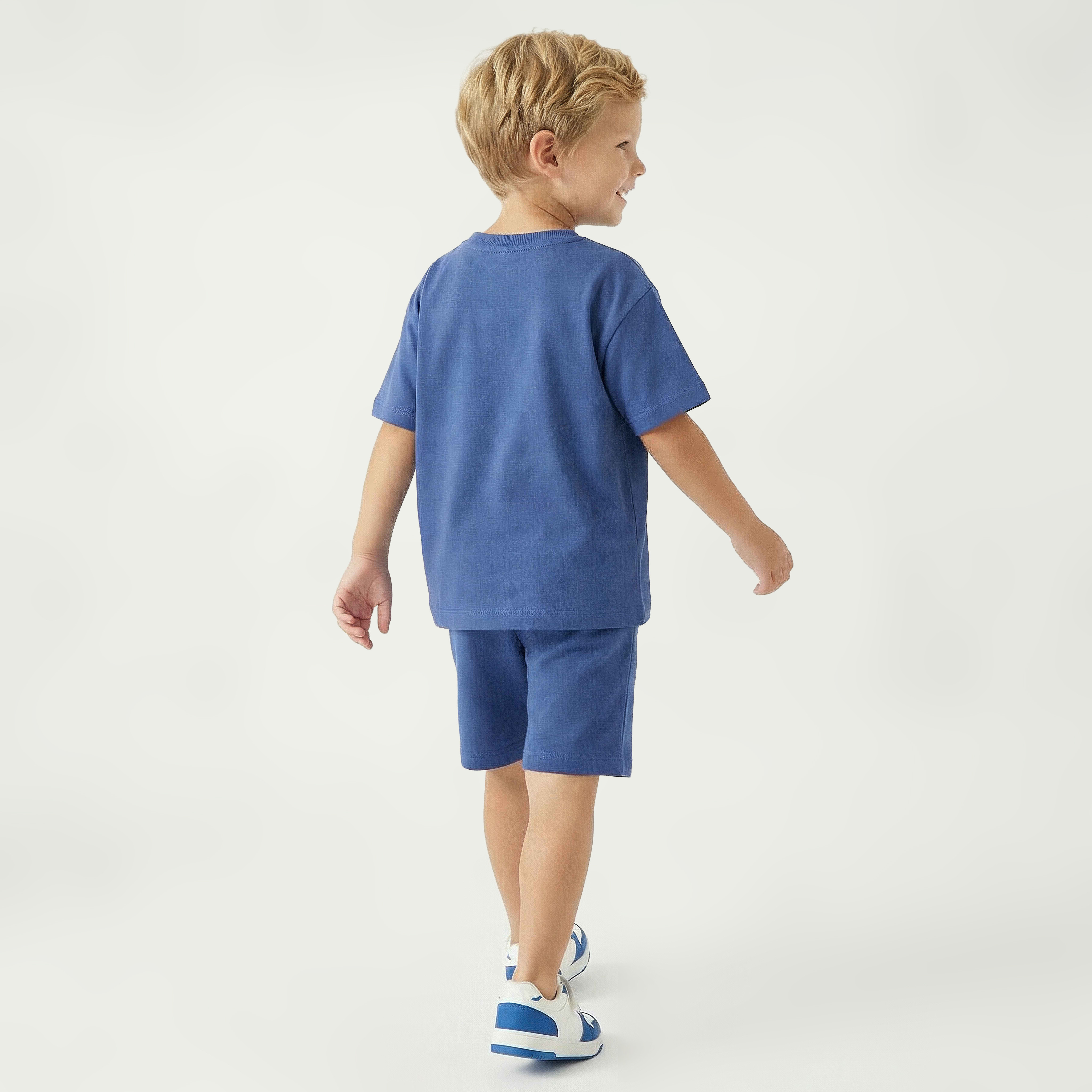 Juniors Crew Neck Short Sleeves T-shirt and Shorts Set with Tiger Embroidery-boys-clothing-setsandcoords-image-3