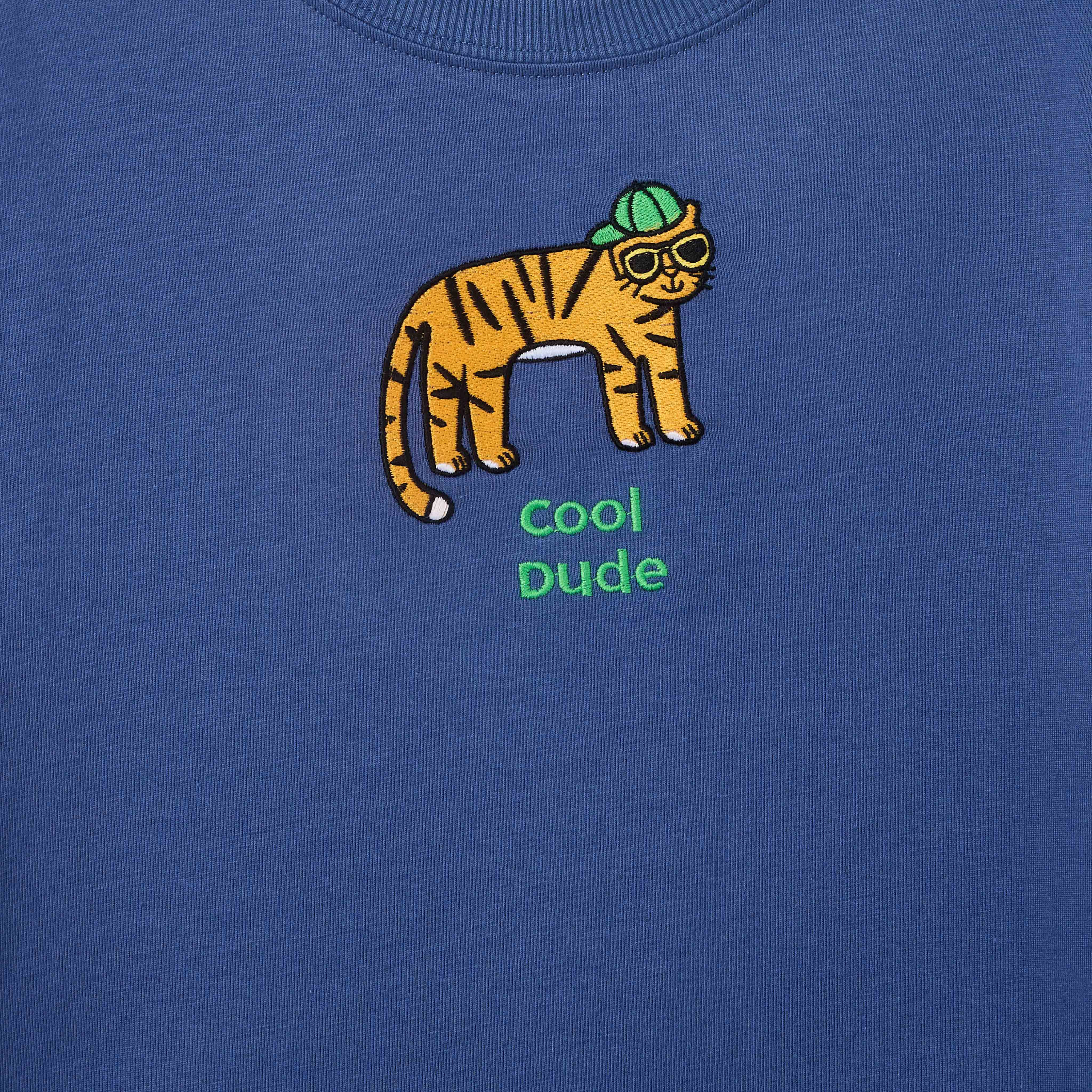 Juniors Crew Neck Short Sleeves T-shirt and Shorts Set with Tiger Embroidery-boys-clothing-setsandcoords-image-5
